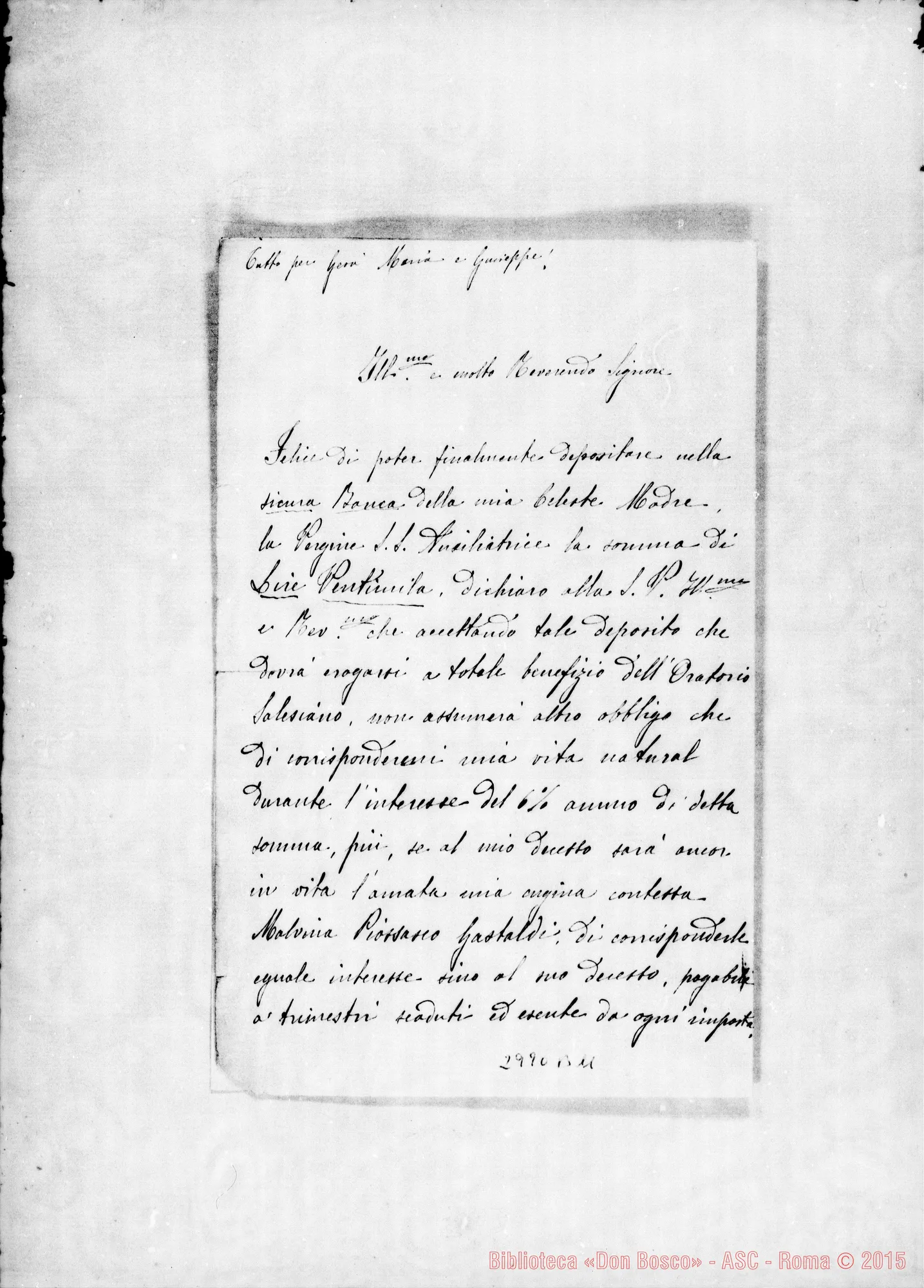 Fotogramma B 11 — Mazé de la Roche Lorenzina: Lettera A D. Rua. Gen.1904. Autogr. Rua