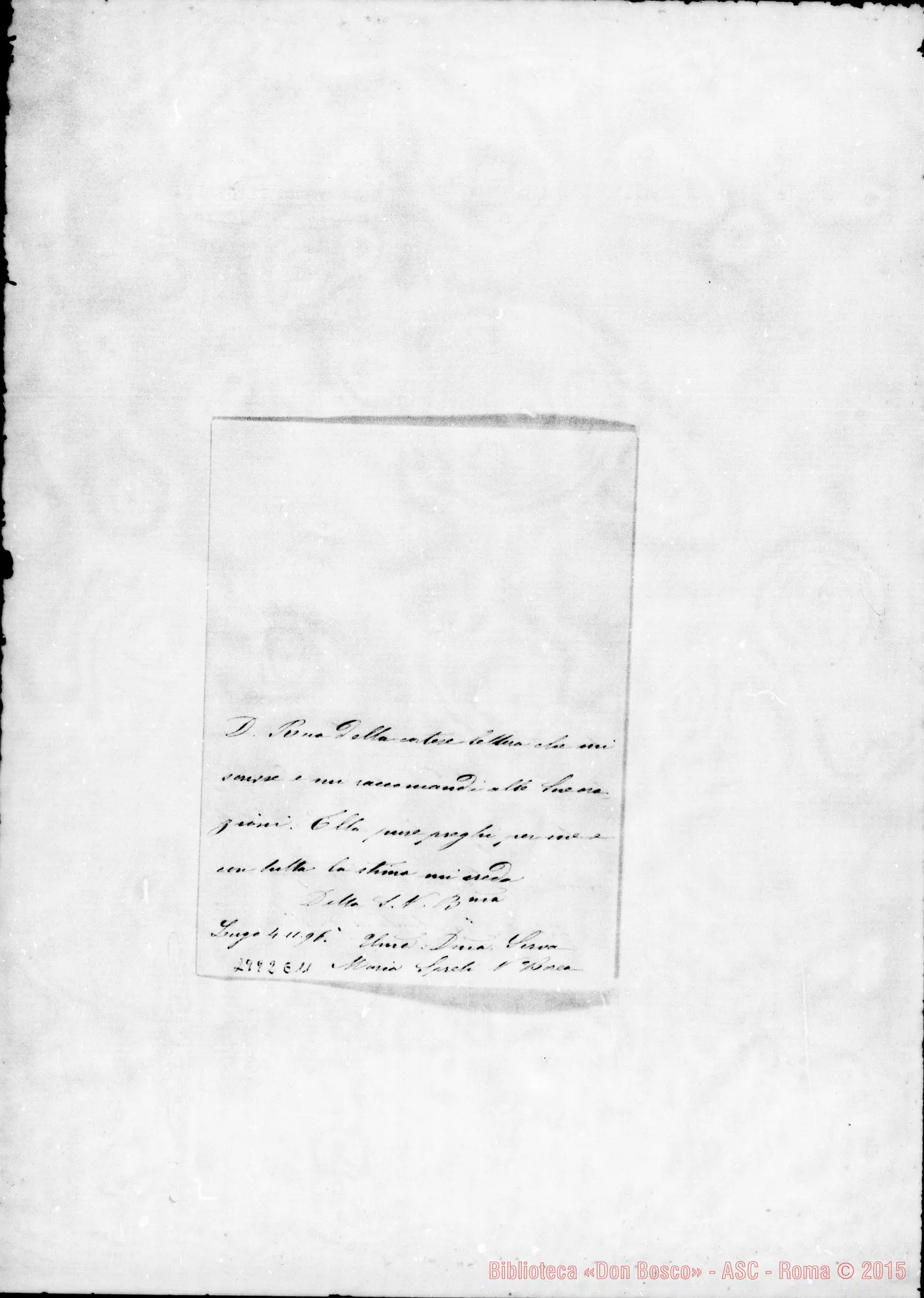 Fotogramma E 11 — Maria Spreti - Rev.mo Signore. Autogr. Rua. Nov.1896