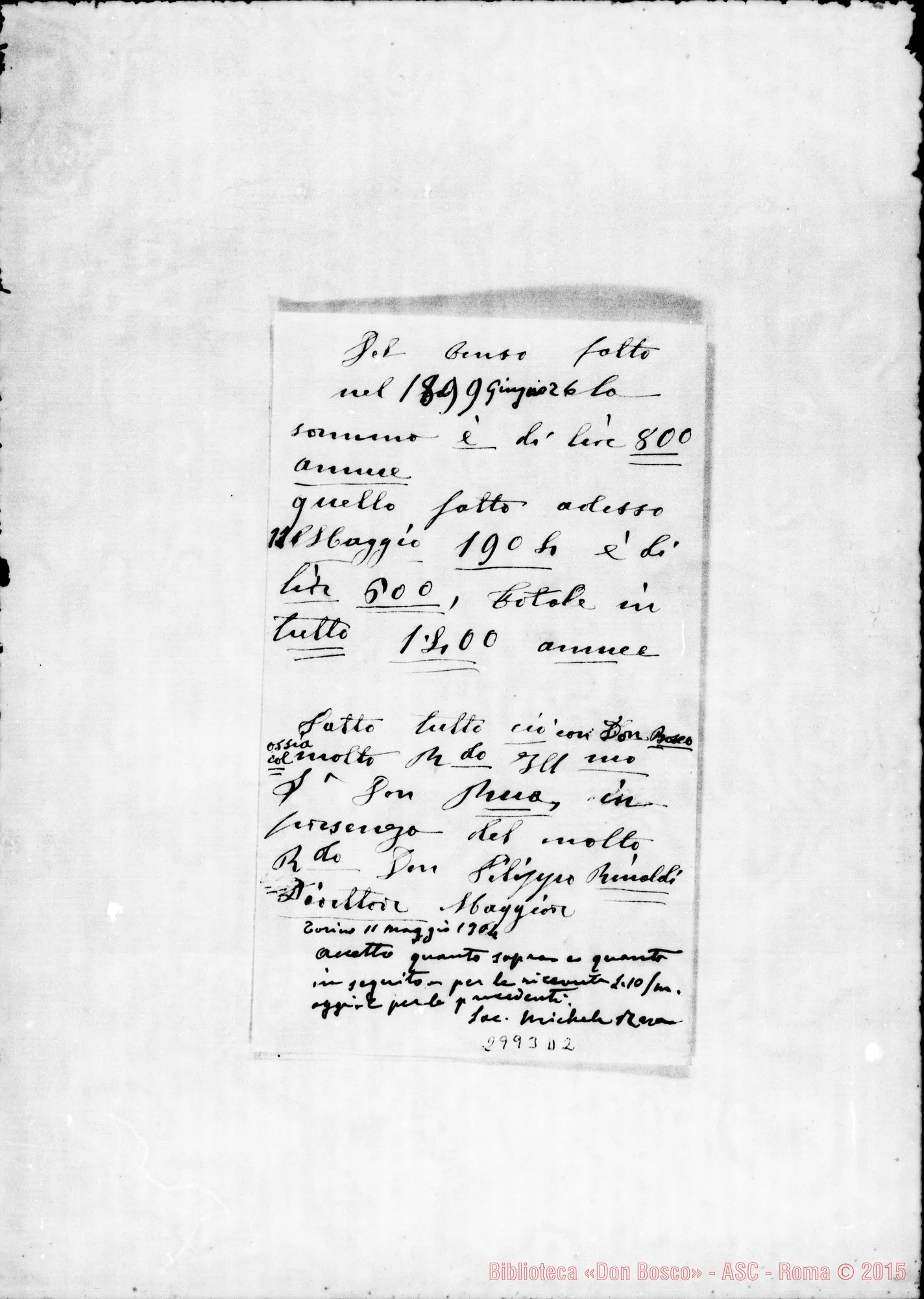Fotogramma D 2 — Volperga D. Martino: Denaro A mutuo. Autogr. Rua. Mag. 1904