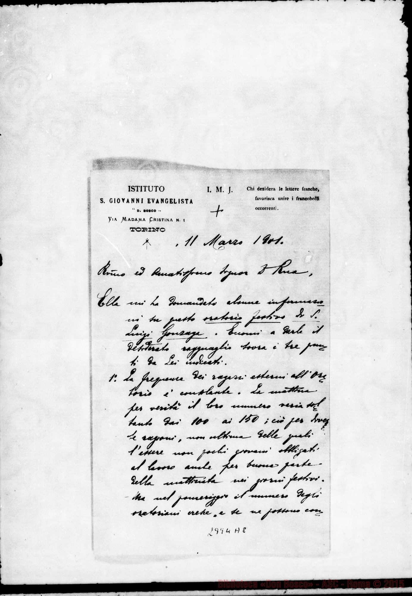 Fotogramma A 8 — S. Giovanni Ev.: D. Riccardi - D. Rua. Torino, 11-03-1901