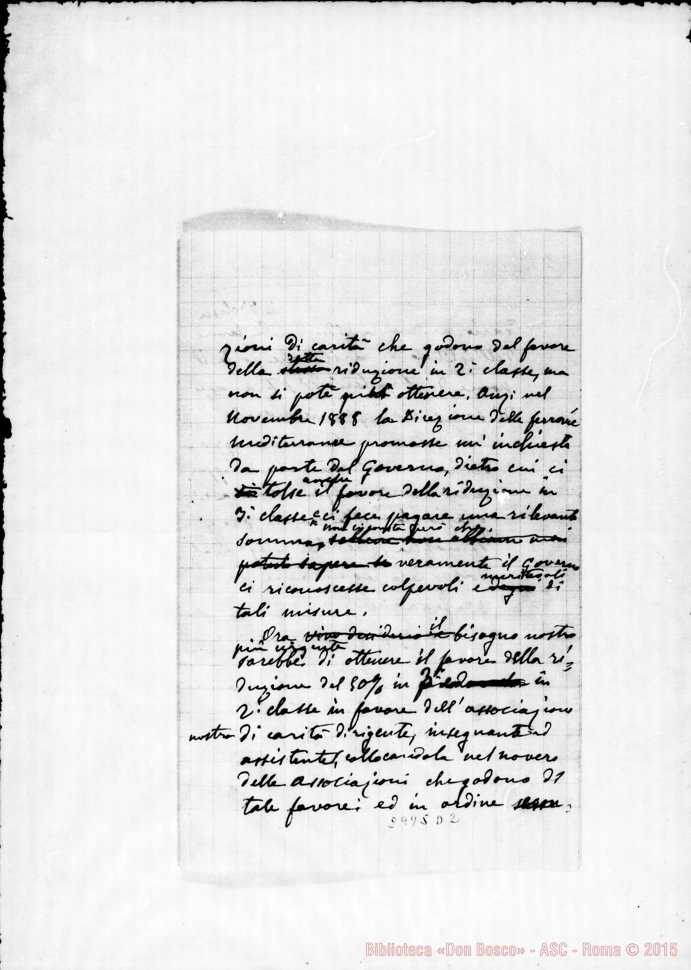 Fotogramma D 2 — 4 -06 D. Rua - Cav. Masi. Minuta di lettera, ms. autogr. Rua