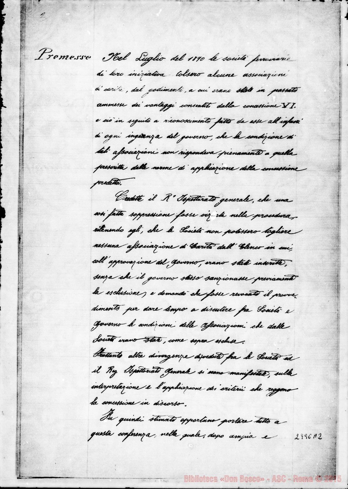 Fotogramma A 2 — 1892: 14-12 Verbale sulla conferenza tenuta in Roma su Strade Ferrate