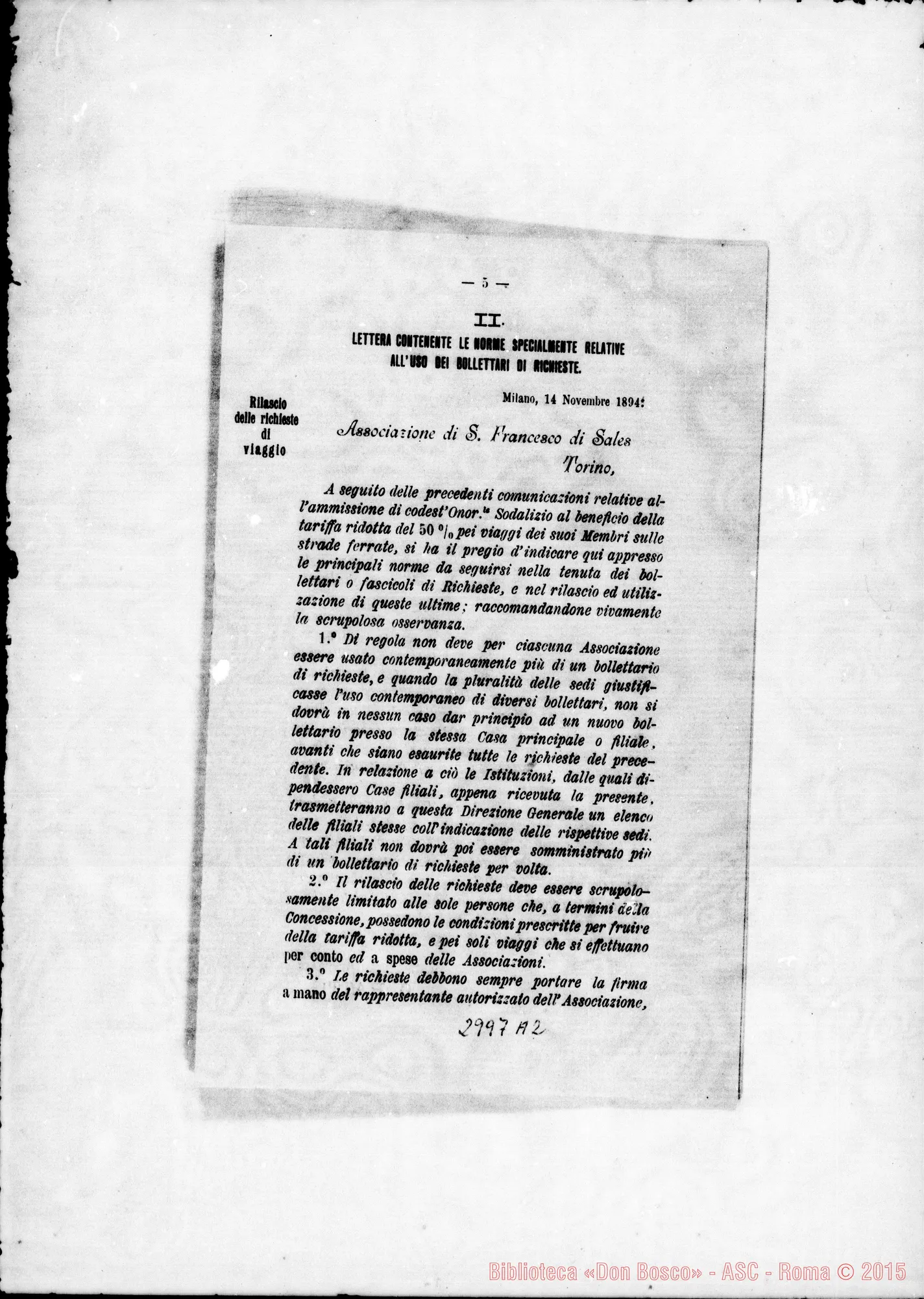 Fotogramma A 2 — 18-12 Lettera circolare di D. Rua ai Direttori Salesiani. Stampato