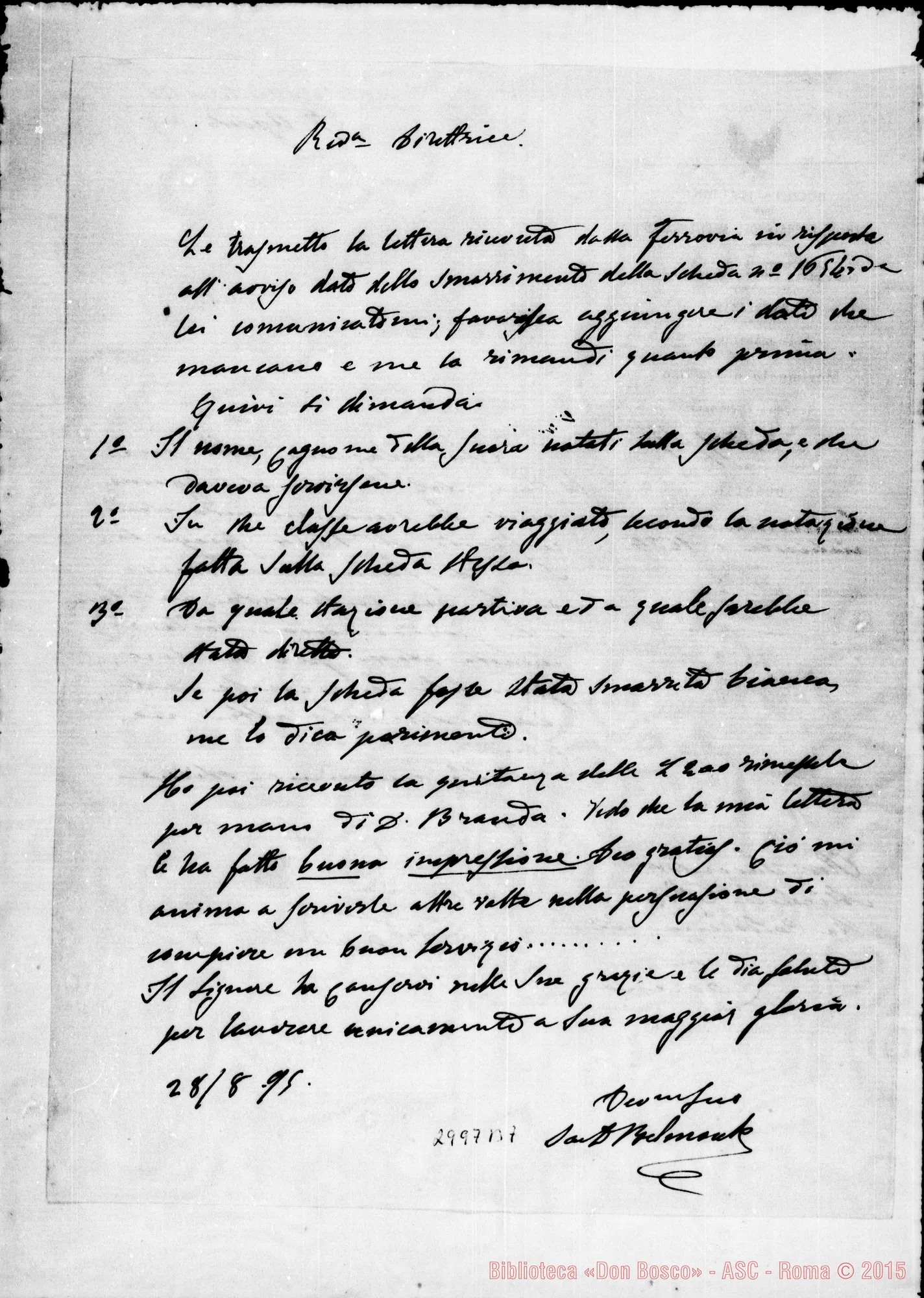 Fotogramma B 7 — 28-08 Acci, altra di D. Belmonte A Direttrice