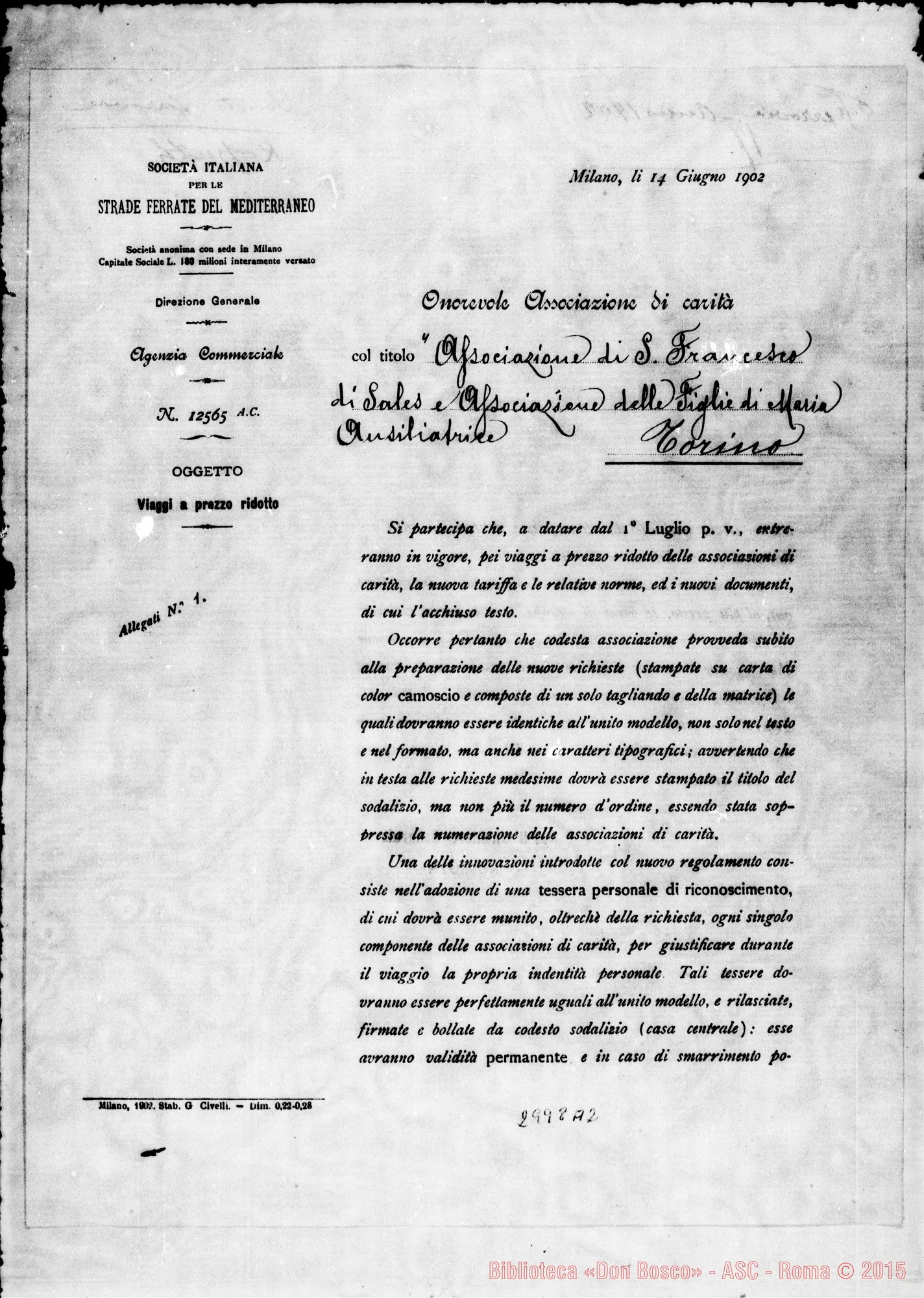 Fotogramma A 2 — 14-06 Strade F. Mediterranee: Direzione Gen.- Associazione FMA