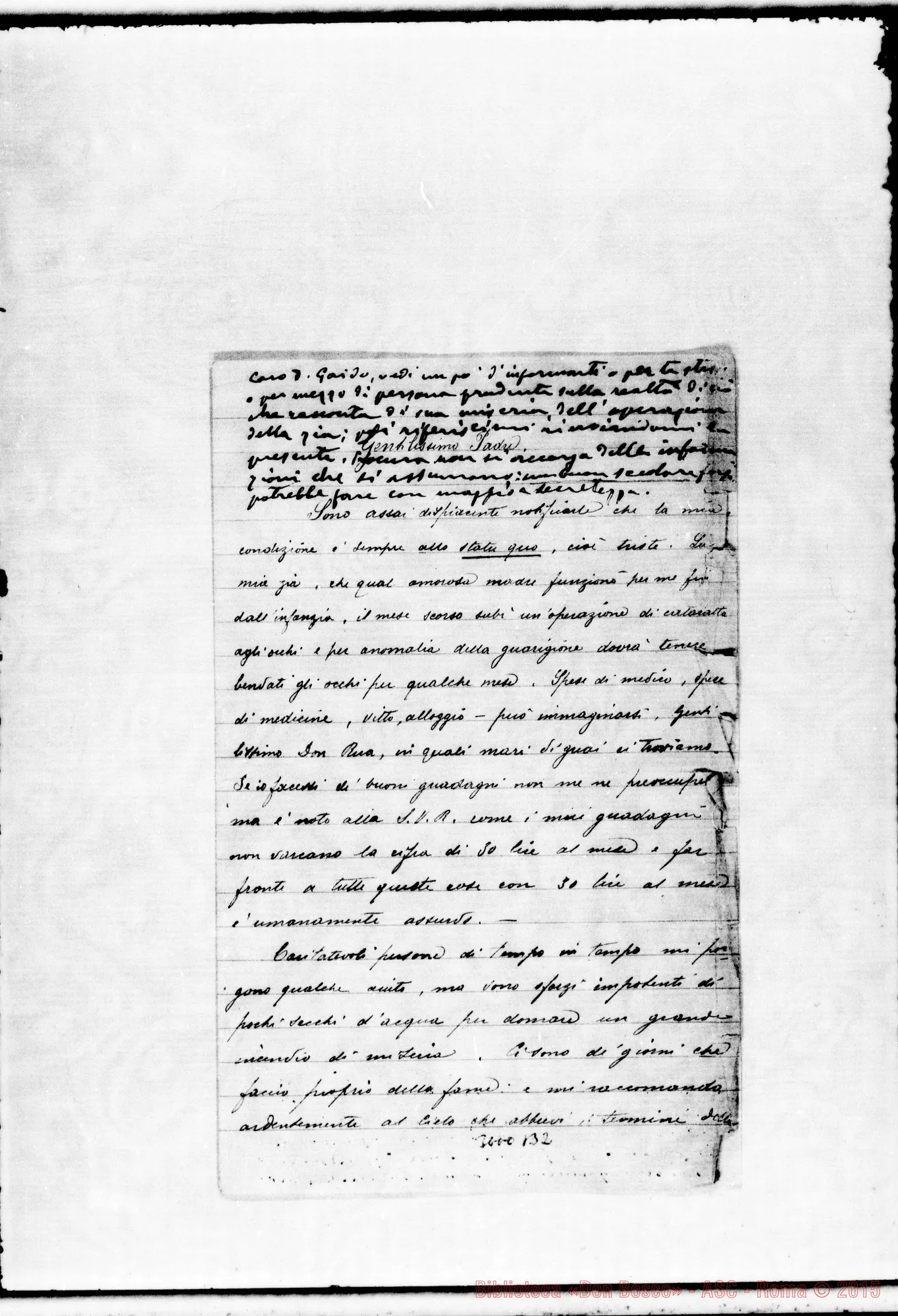 Fotogramma B 2 — Pennacchi Amerigo - Gentilissimo Padre. Autogr. Rua. Roma, 18-02-1902