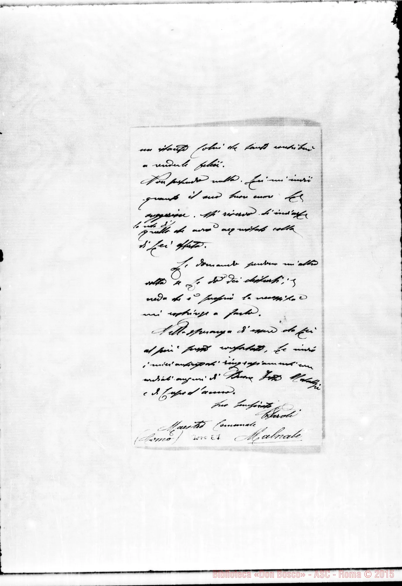 Fotogramma E 7 — Un Maestro Comunale da Malnate scrive A D. Rua. Autogr. Rua. Malnate, 16-12-1905
