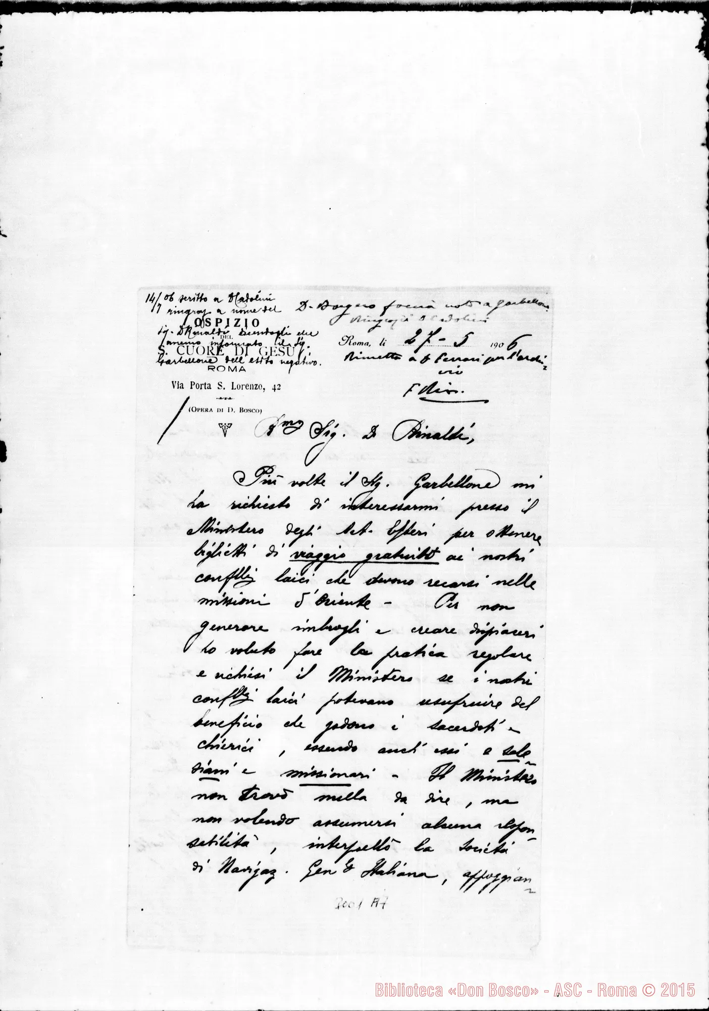 Fotogramma A 7 — Cadolini D. Lorenzo - D. Rinaldi. Autogr. Rinaldi. Roma, 27-05-1906