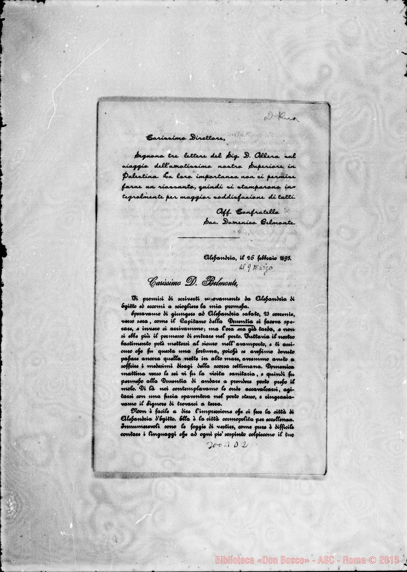 Fotogramma D 2 — D. Albera - D. Belmonte: Parecchie lettere stampate