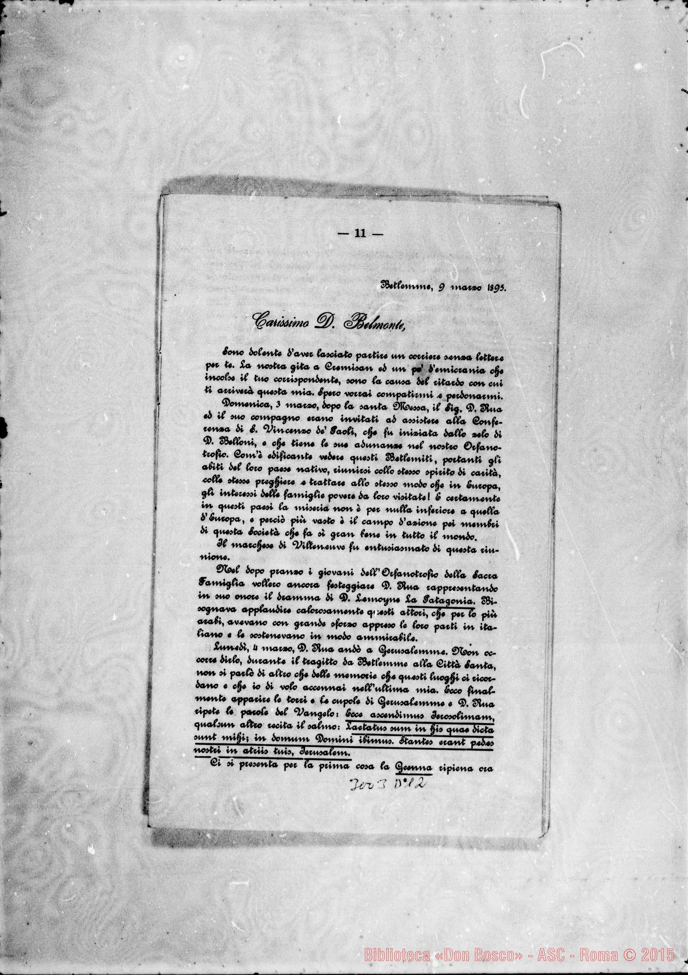 Fotogramma D 12 — D. Albera - D. Belmonte: Parecchie lettere stampate
