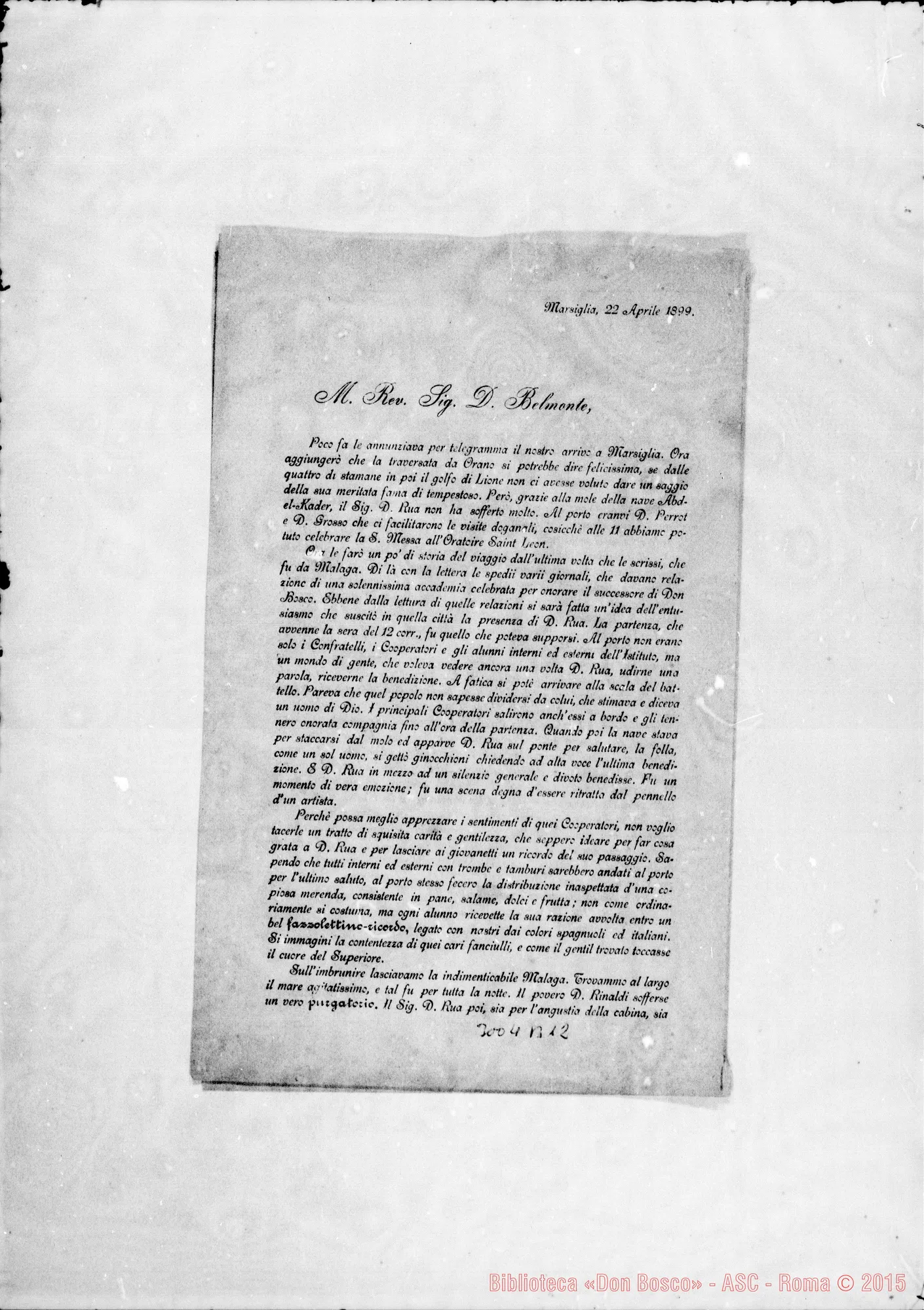 Fotogramma B 12 — Lettere stampate di D. Marenco da Màlaga, Marsiglia