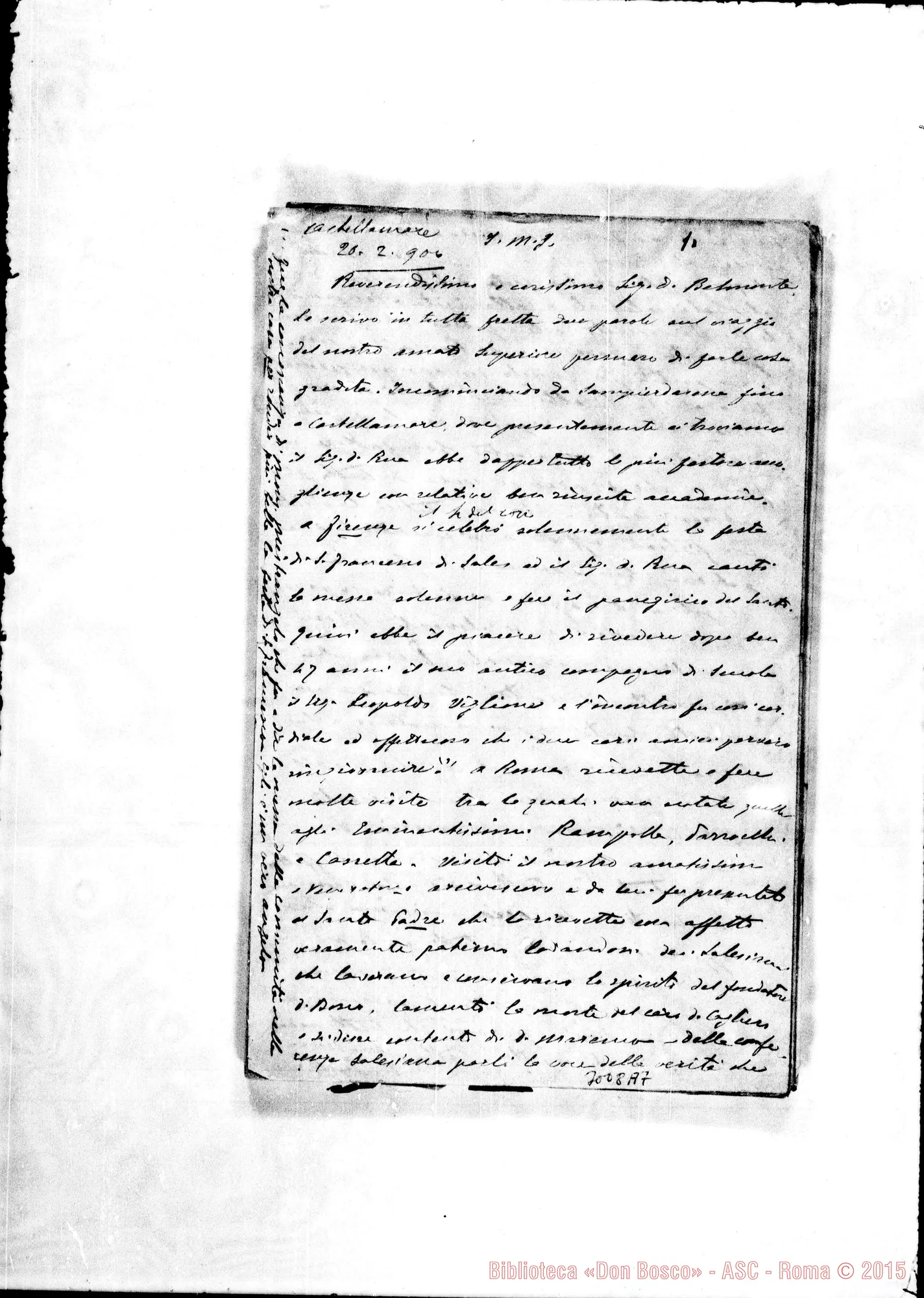 Fotogramma A 7 — Lettere: Rinetti - D. Belmonte. Castellammare di Stabia, 20-02-1900