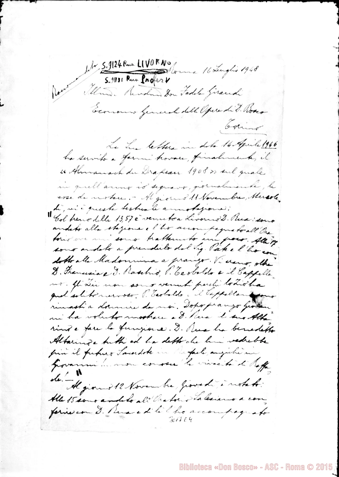 Fotogramma E 4 — Livorno: Scrive il marchese Riccardo de Ghantuz Gubbe A D. Giraudi