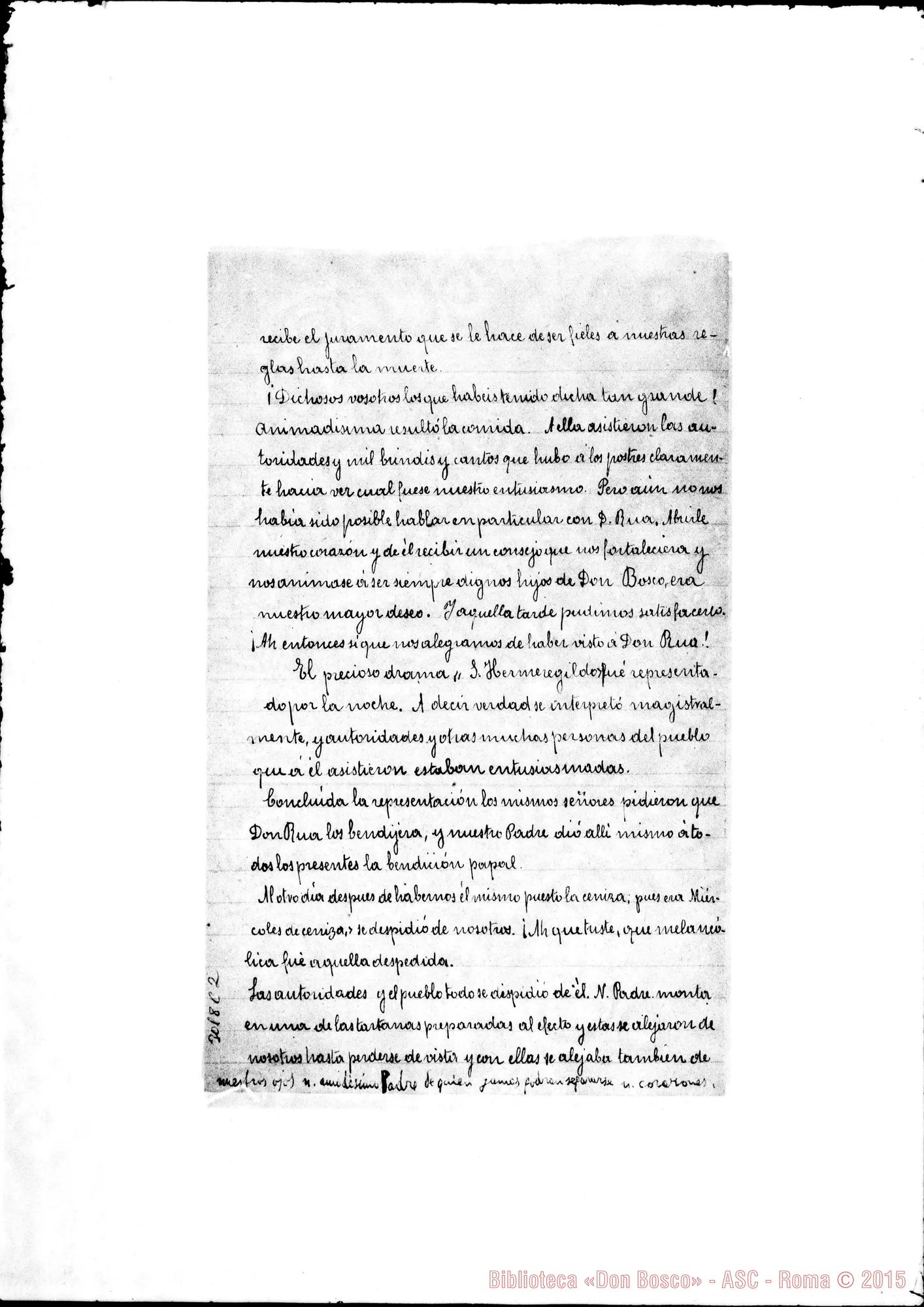 Fotogramma C 2 — S. Vicens dels Horts: Lettera di D. Balzario A. A D. Barberis il 9-03-1899 Acclusa relazione su D. Rua A San Vicens dels Horts