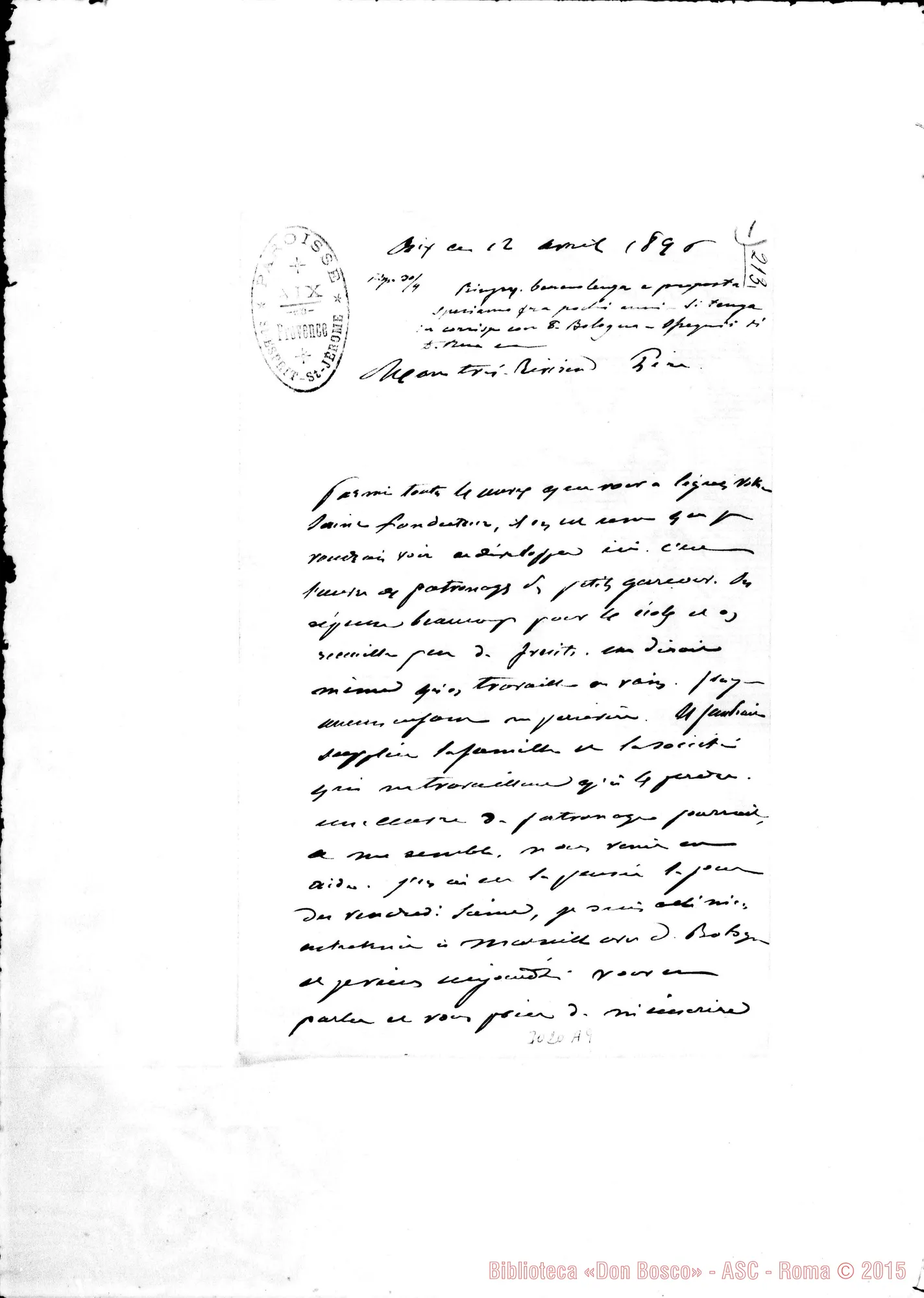 Fotogramma A 9 — Abbé Bourdet - Très Révérend Pére. Aix, 12-04-1896