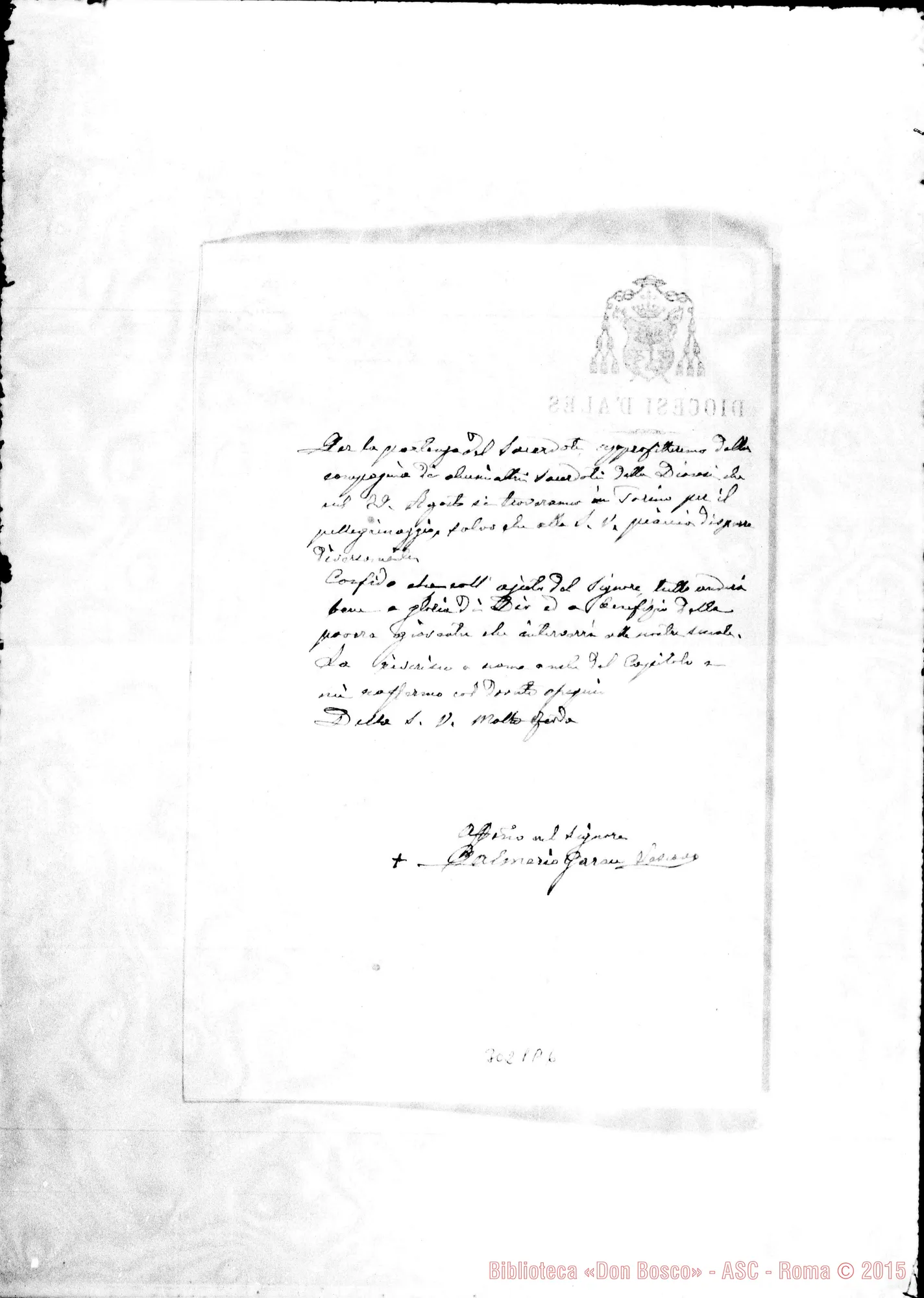 Fotogramma A 6 — Palmerio Garau, vescovo di Ales - D. Rua. Ales, 13-07-1898