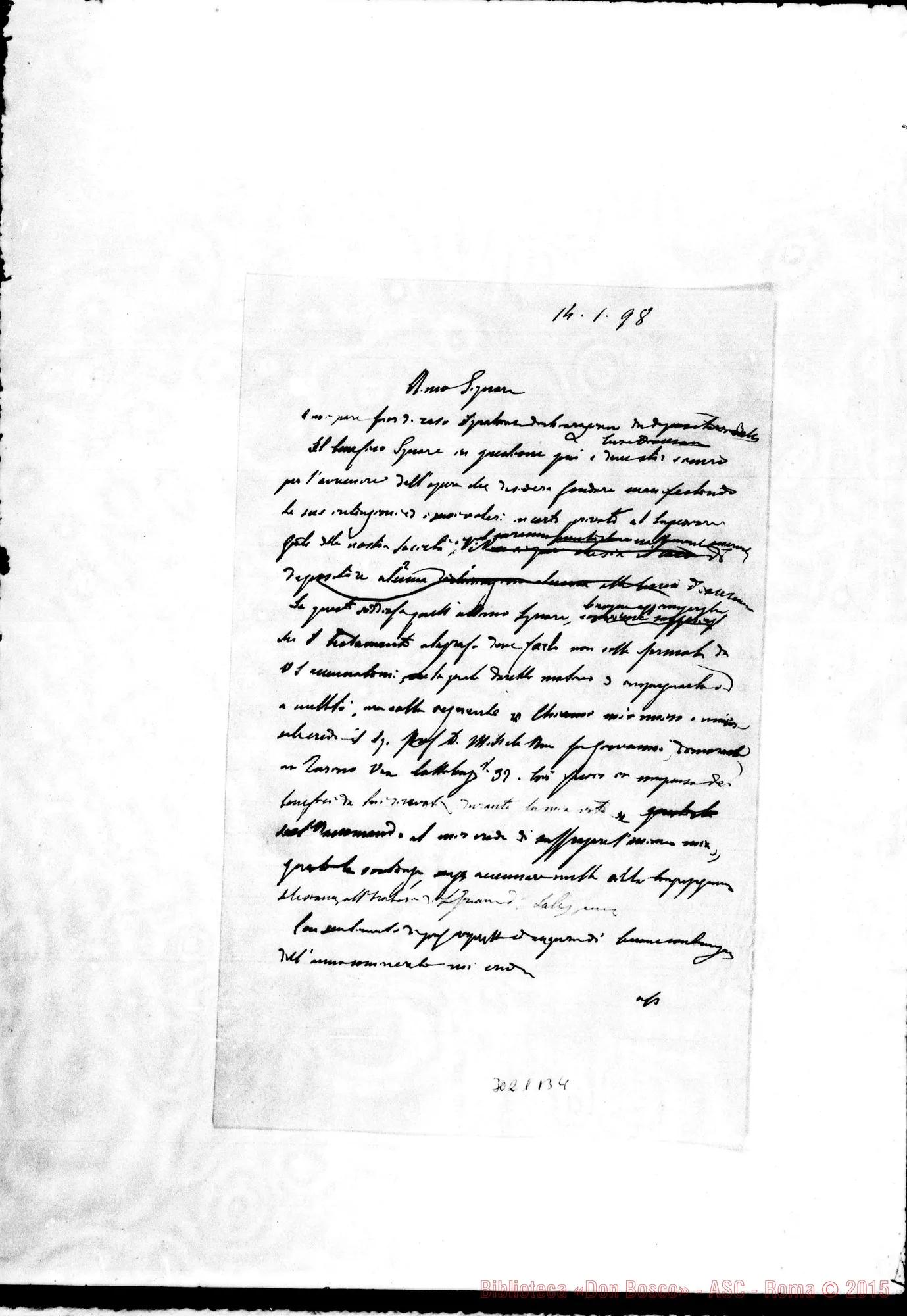 Fotogramma B 4 — Minuta di risposta di D. Cagliero C. A D. Rotondi