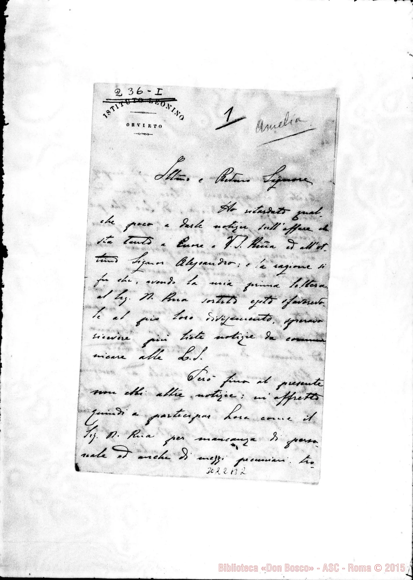 Fotogramma B 2 — Amelia: Arturo D. Conelli - Ill.mo Signore. Orvieto, 8-06-1894