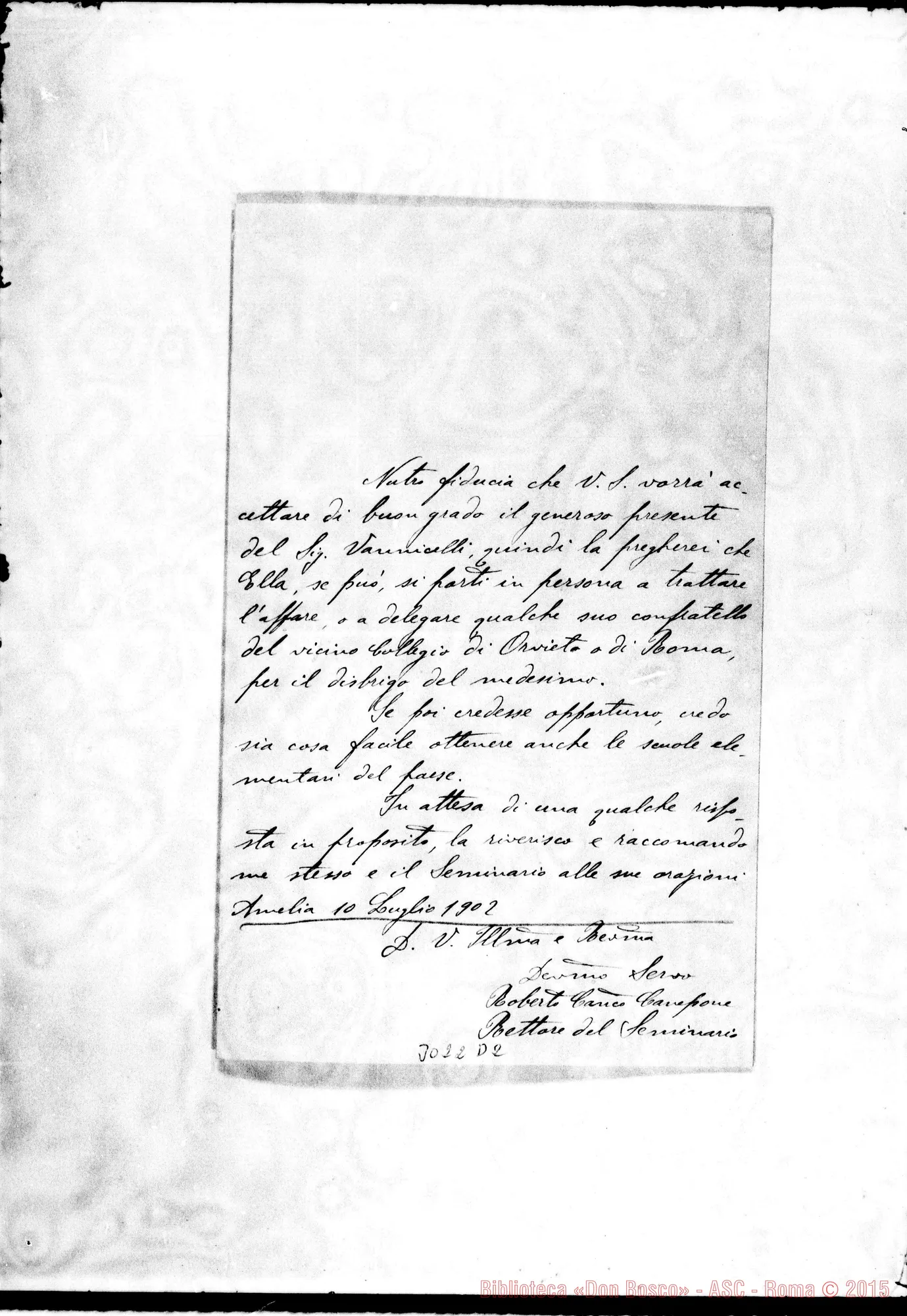 Fotogramma D 2 — Roberto Can. Canepone - D. Rua. Amelia, 10-07-1902