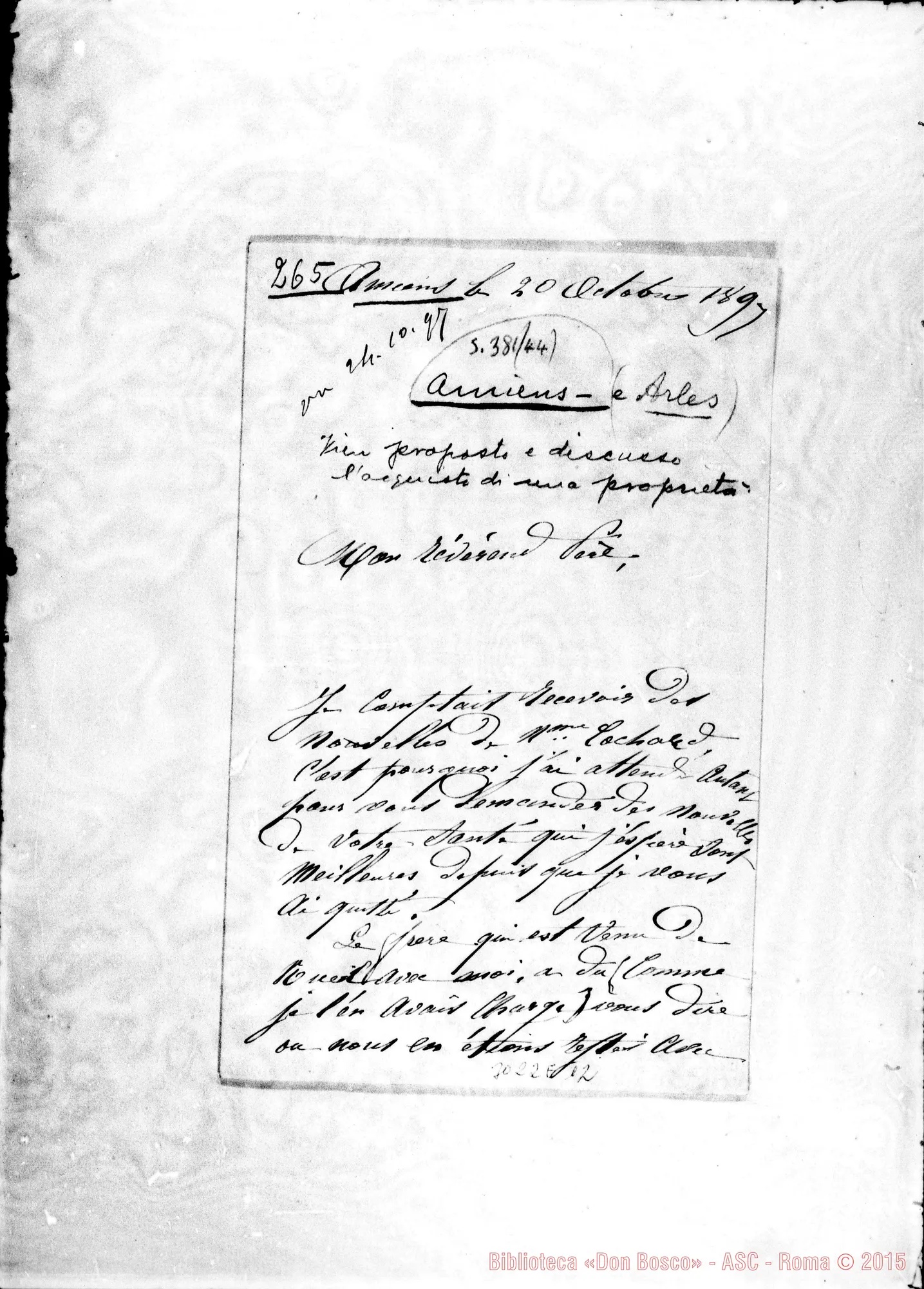 Fotogramma E 12 — E. Gadré - Mon Révérend Pére. Amiens, 20-10-1897
