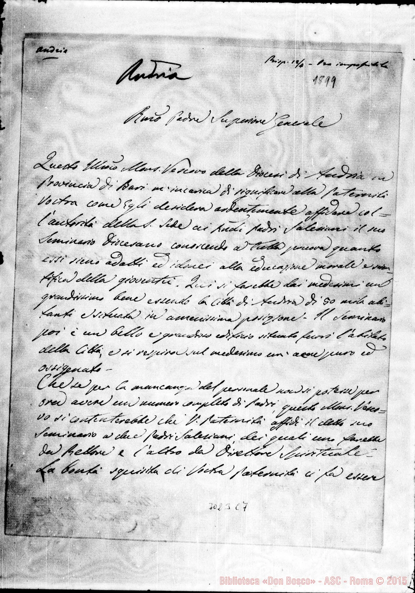 Fotogramma C 7 — Cataldi A., Vie. Gen. - D. Rua. Andria, 9-04-1897