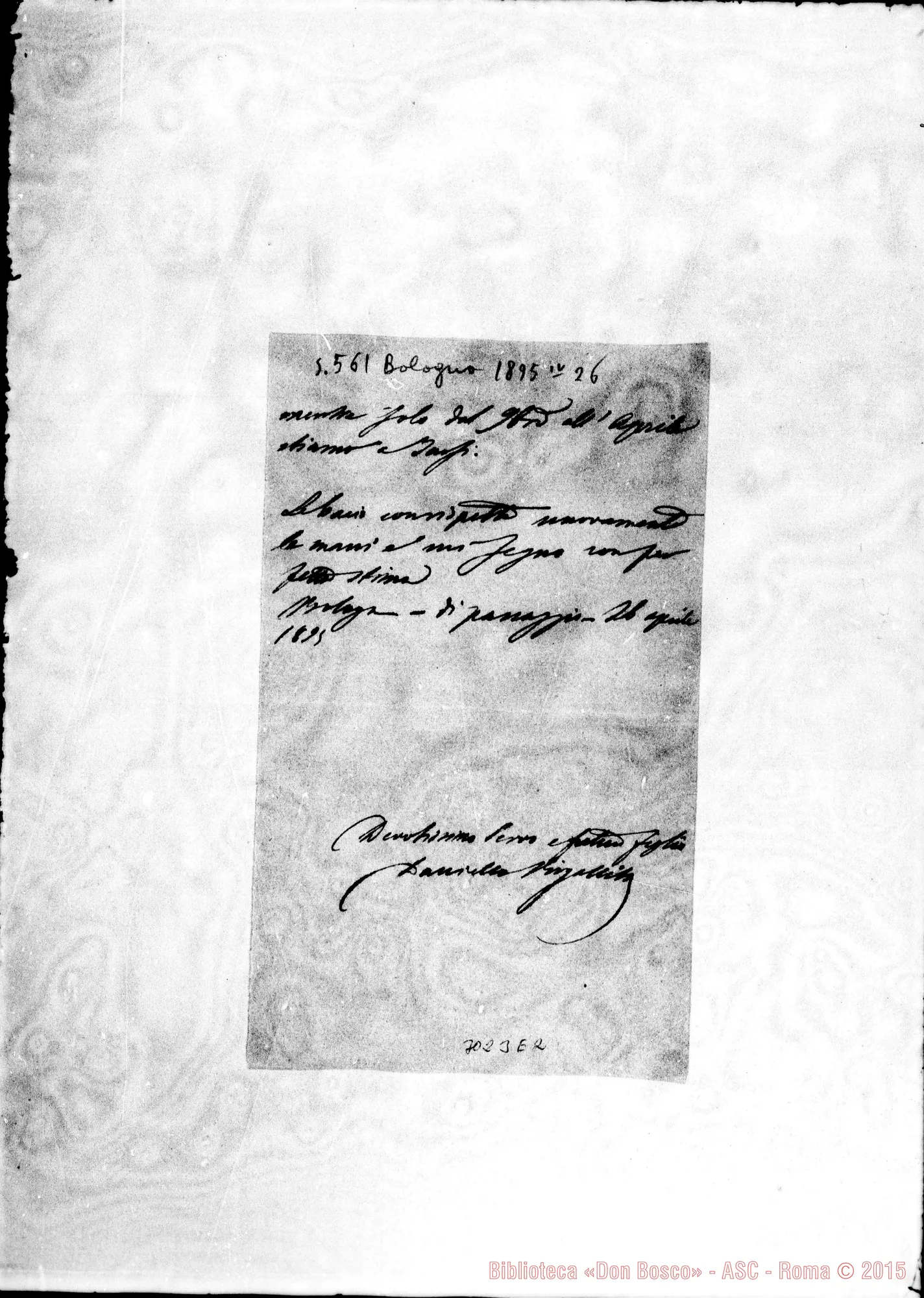 Fotogramma E 2 — Mons. Daniello can. Virgallita - D. Rua. Apr.1895