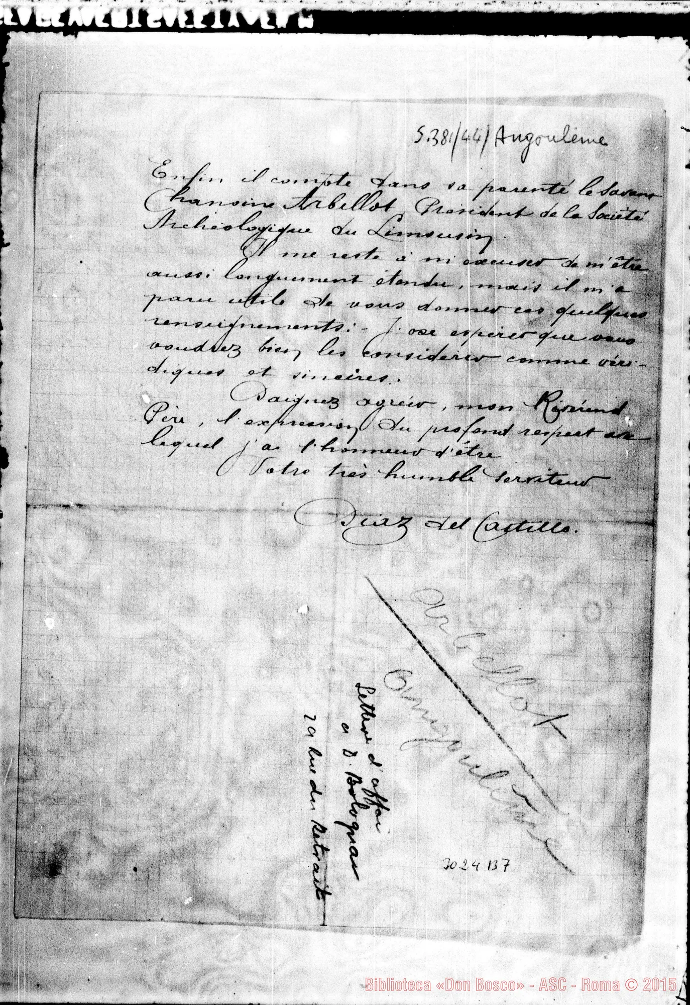 Fotogramma B 7 — Diaz del Castillo - Mon Révérend Pére. Angoulème, 6-04-1900