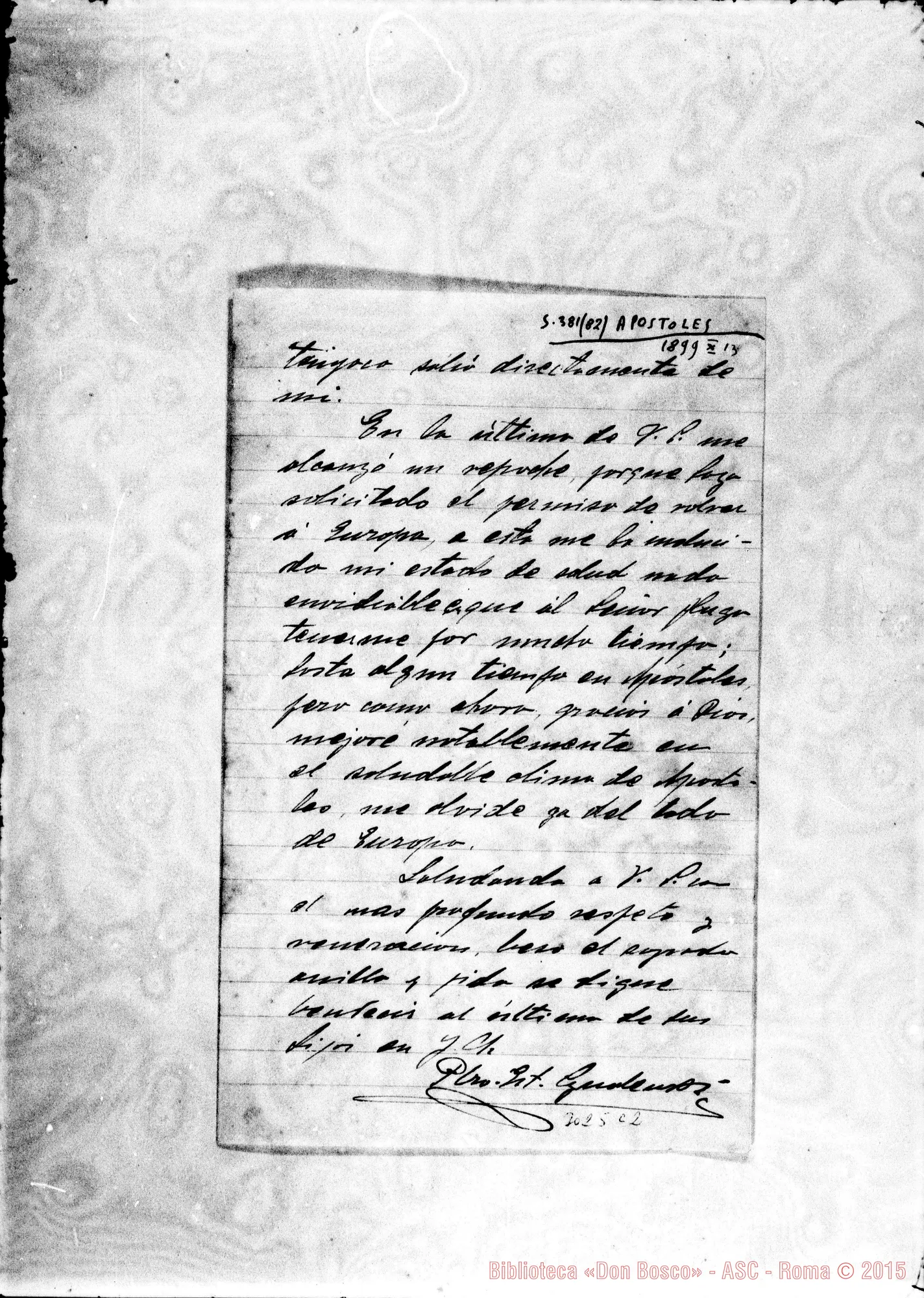 Fotogramma C 2 — Apóstoles: Presbitero Esteban G. - D. Cagliero. Apóstoles, 13-10-1899