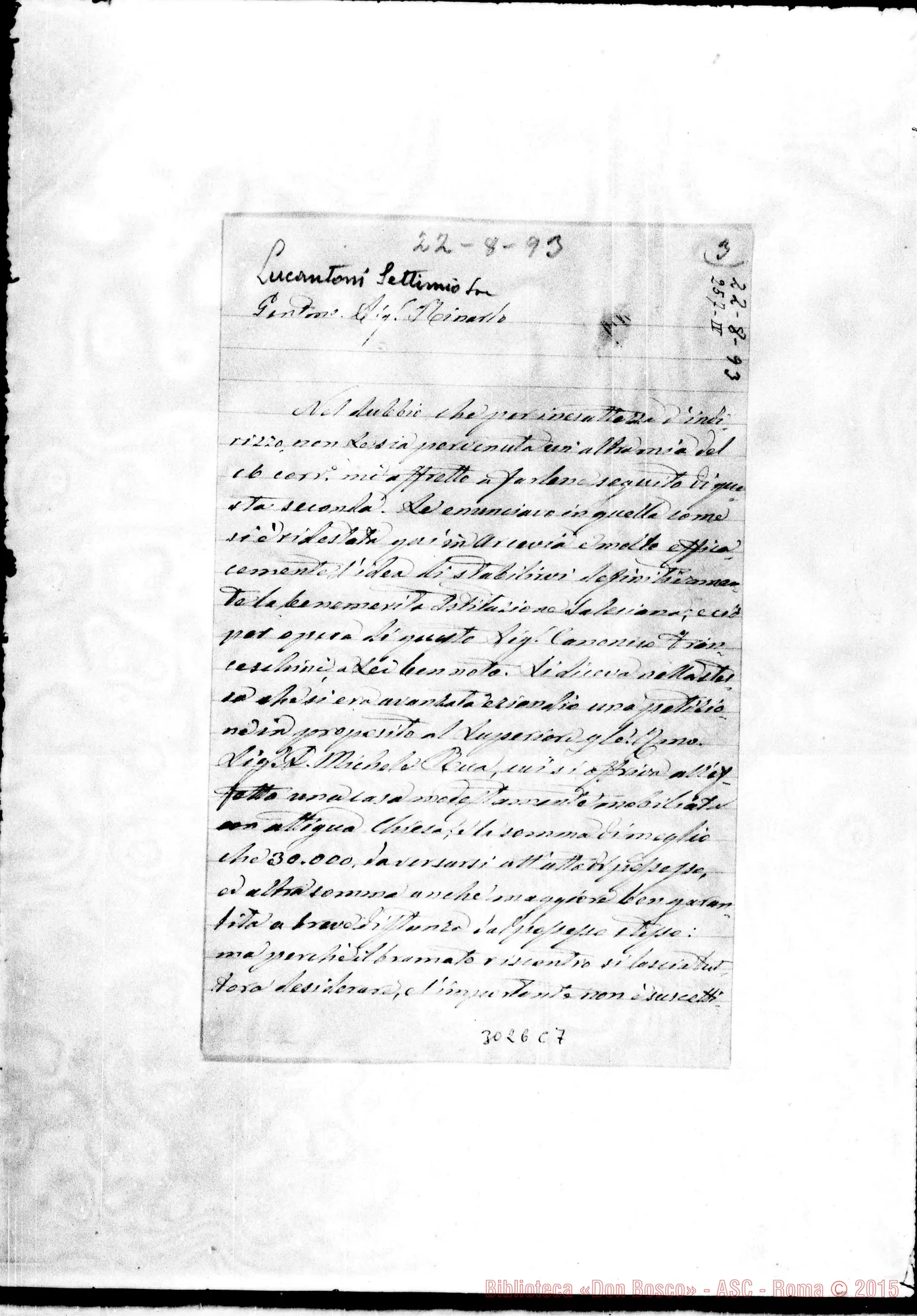 Fotogramma C 7 — Lucantoni Settiminio, can. - D. Rinaldo. Arcevia, 22-08-1893