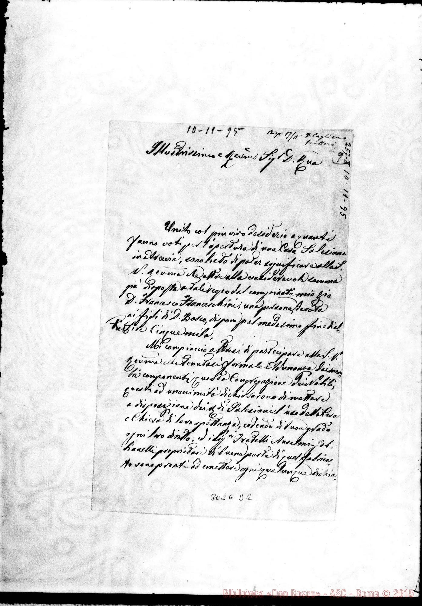 Fotogramma D 2 — Ottavio Severini, parroco - D. Rua. Arcevia, 10-11-1895