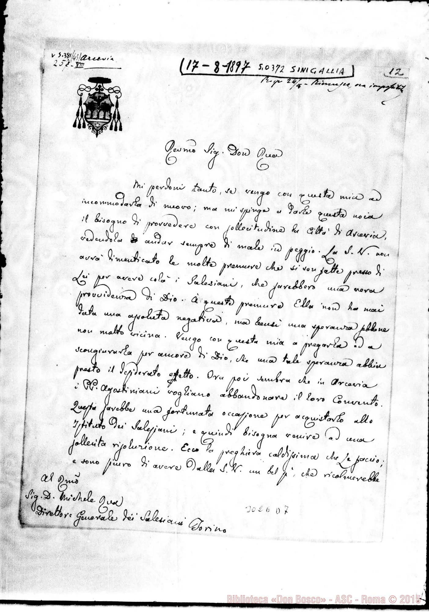 Fotogramma D 7 — Giulio Boschi, vesc. di Senigallia - D. Rua. Senigallia, 17-08-1897