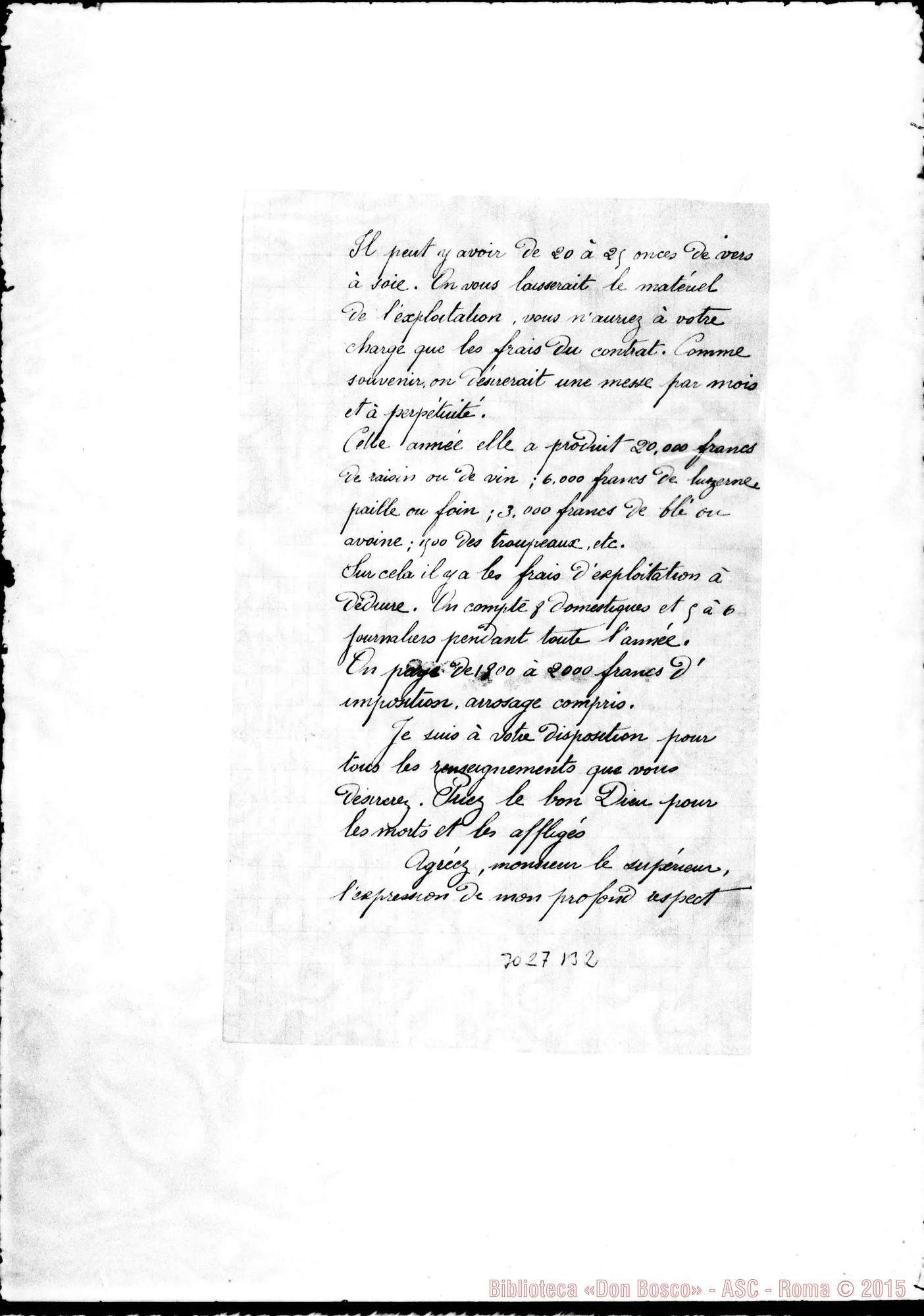 Fotogramma B 2 — Arles: Lettera senza firma A Monsieur le Supérieur. Avignon, 25-02-1894