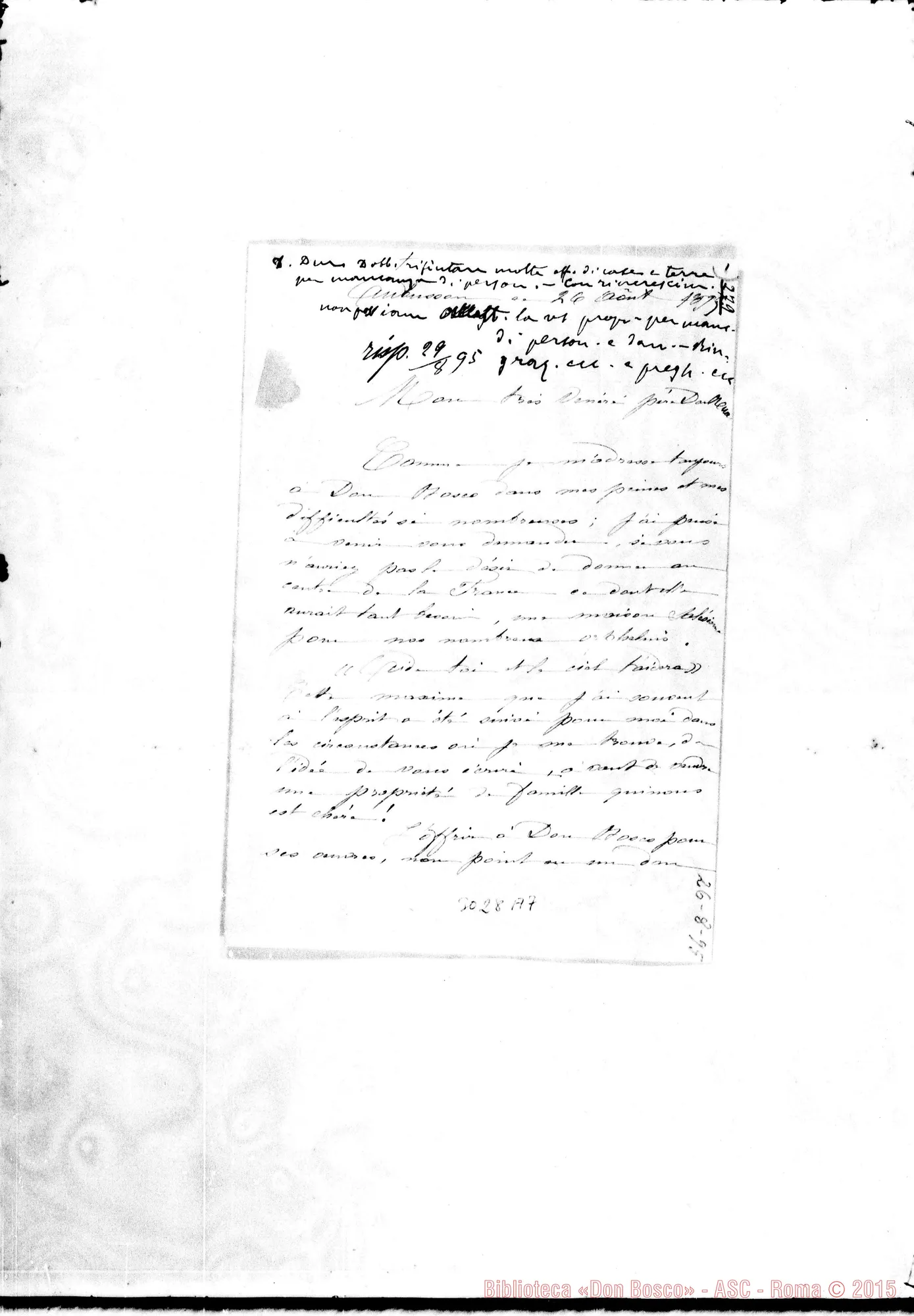 Fotogramma A 7 — Aubusson: Marie Charrière - D. Rua. Aubusson, 26-08-1895. Autogr. Rua