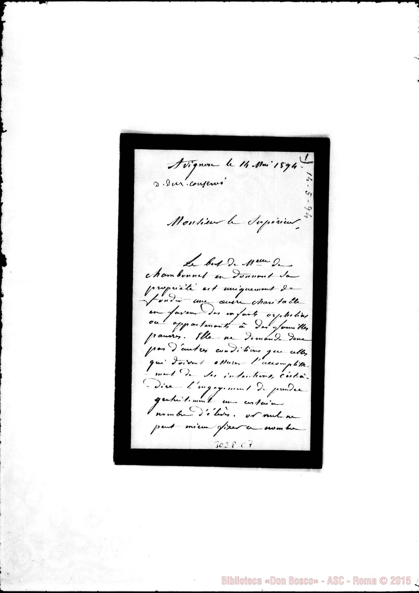 Fotogramma C 7 — Avignon: Bruyeret - Monsieur le Supérieur. Avignon, 14-05-1894. Autogr. Rua