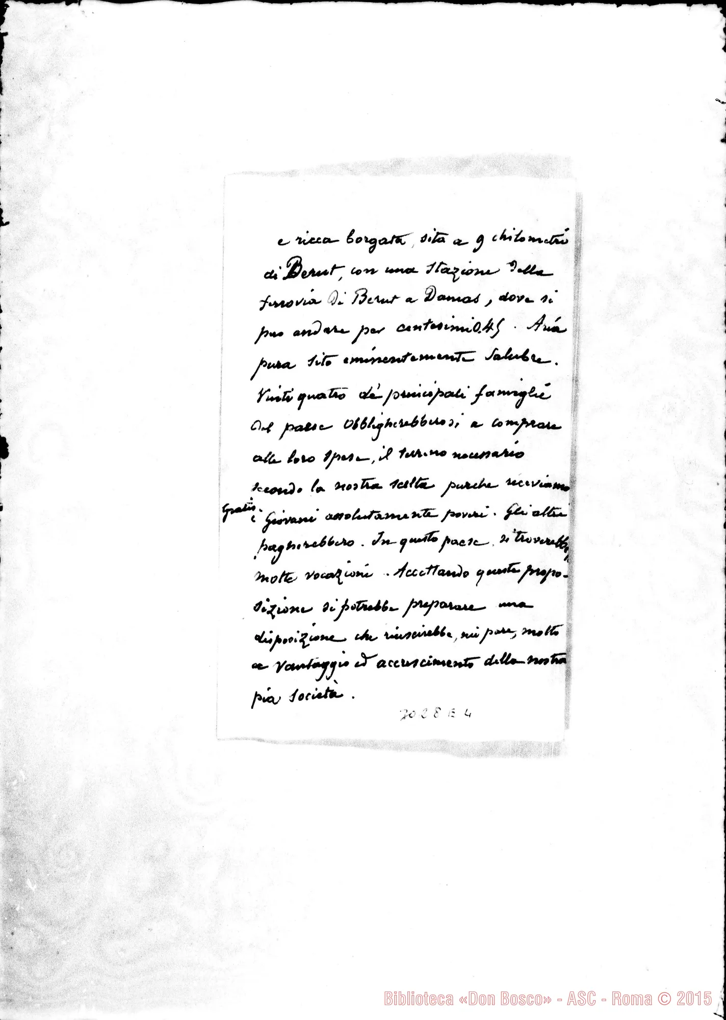Fotogramma E 4 — Babda (Libano): Neple Adriano - D. Rua. Beyrout, 20-01-1896. Autogr. Rua