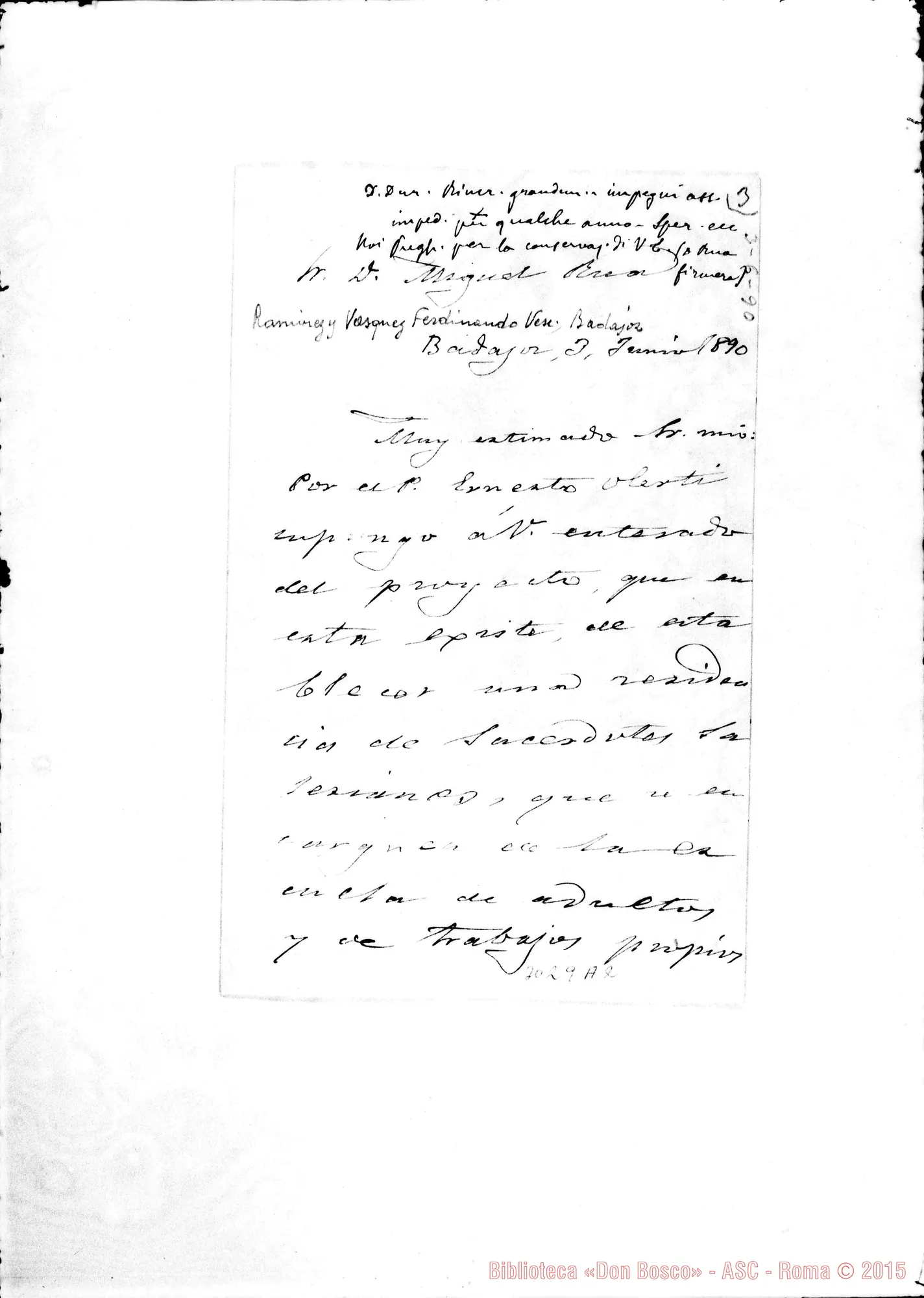 Fotogramma A 2 — Ramírez y Vázquez Fernando, vesc. di Badajoz - D. Rua. Autogr. Rua