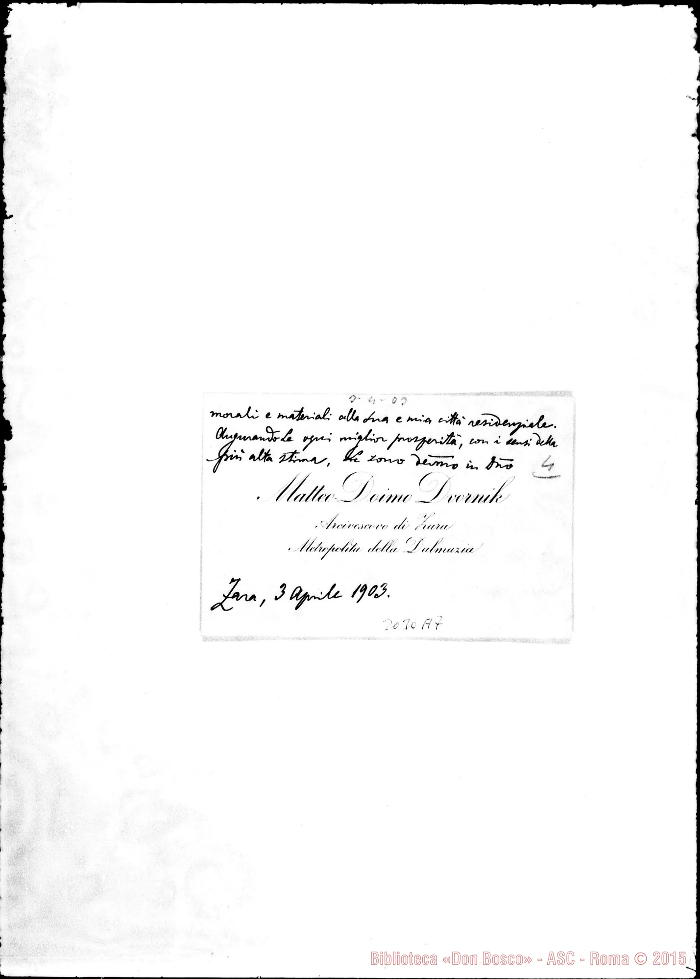 Fotogramma A 7 — Matteo Doimo Dvornik - D. Rua. Zara, 3-04-1903