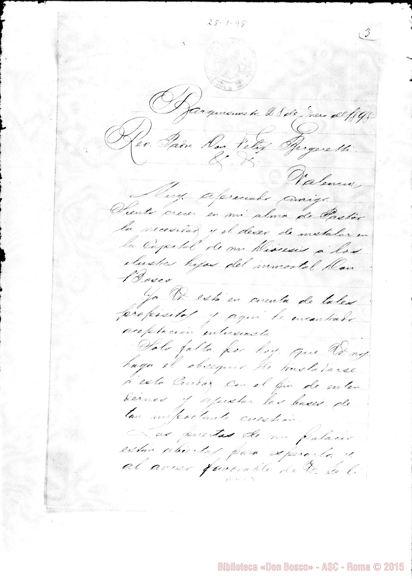 Fotogramma E 4 — Gregorio, vesc. di Barquisimeto - D. Félix Bergeretti. Gen.1898