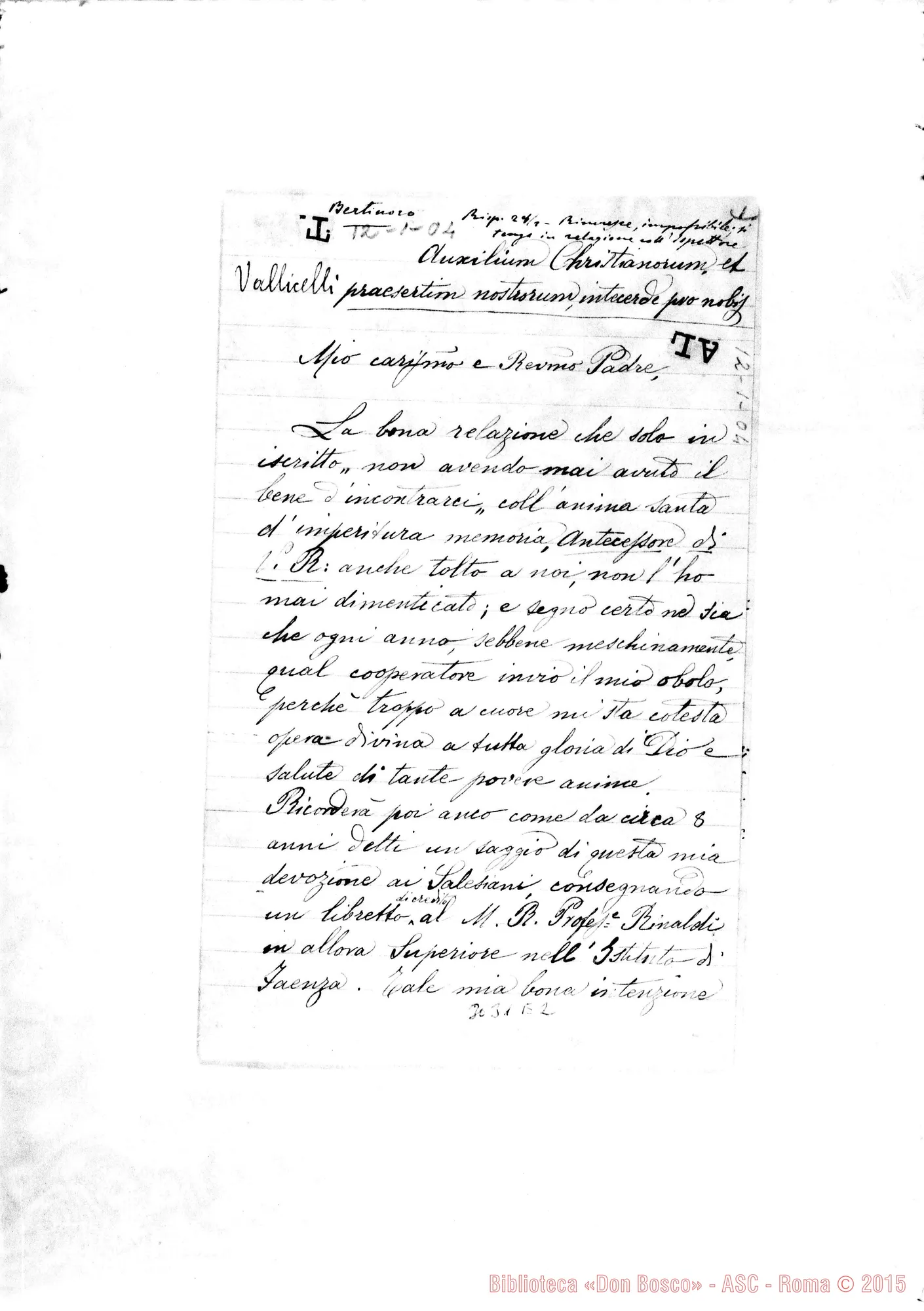 Fotogramma E 2 — Bertinoro:Can. D. Gregorio Vallicelli - D. Rua. Bertinoro, 12-01-1904