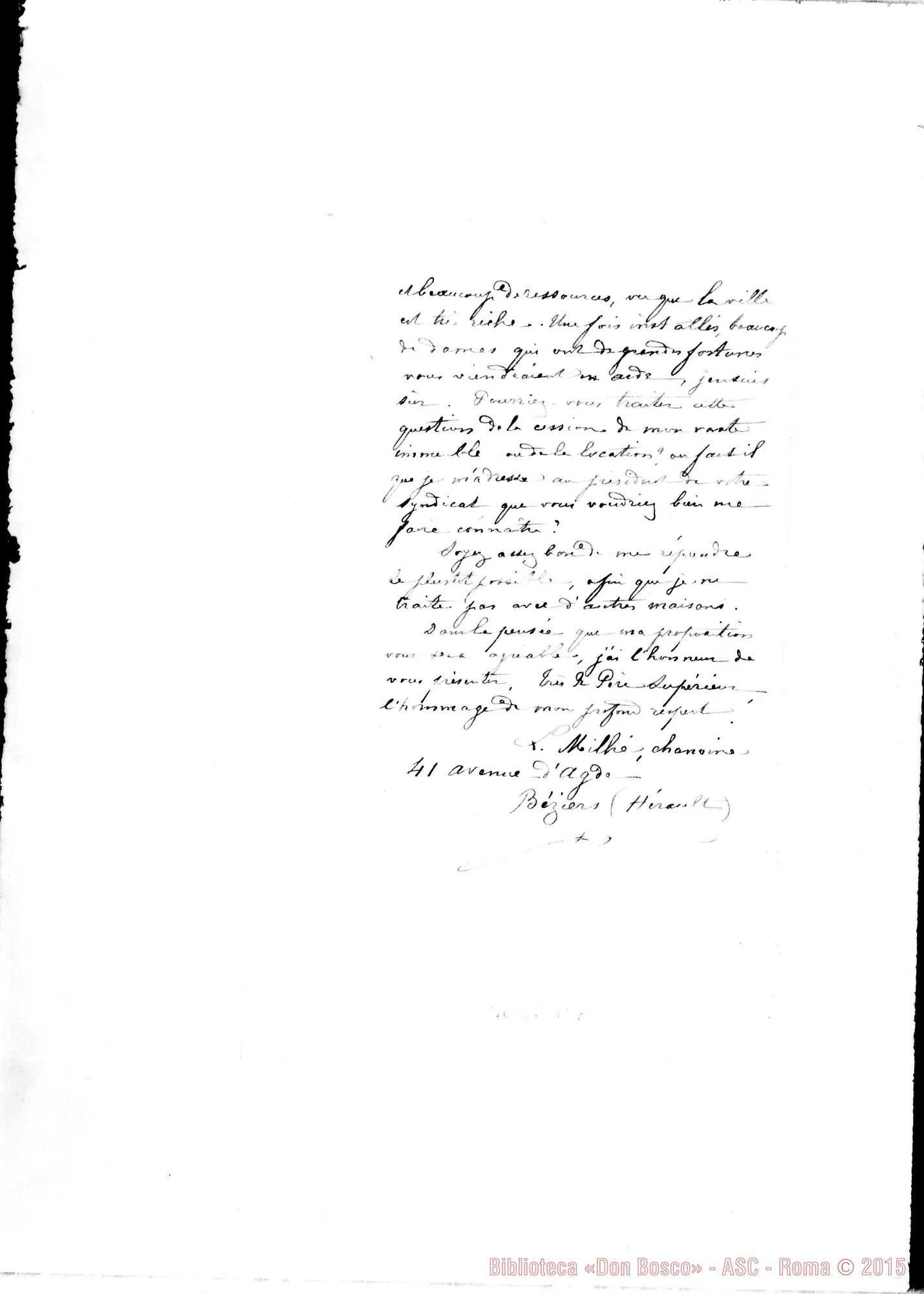Fotogramma B 7 — Béziers: L. Milhé, can. - Révérend Père. Béziers, 23-10-1892