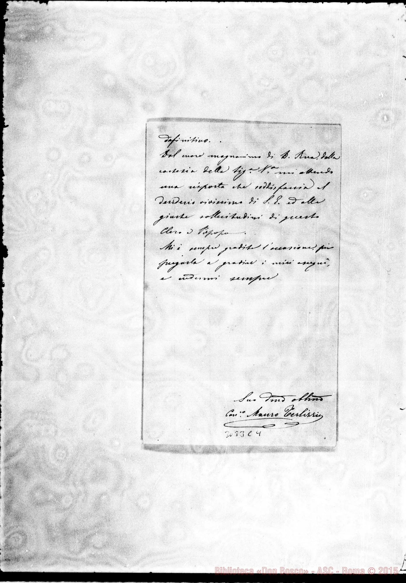 Fotogramma C 4 — Can. Mauro Terlizzi - Rev.mo Signore. Bisceglie, 27-06-1897. Autogr. Rua
