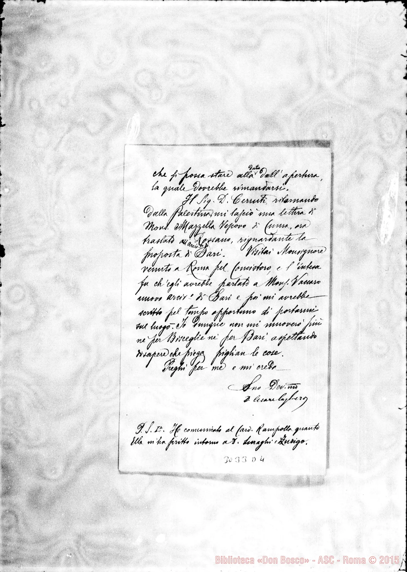Fotogramma D 4 — Cagliero Cesare - D. Durando. Roma, 25-03-1898