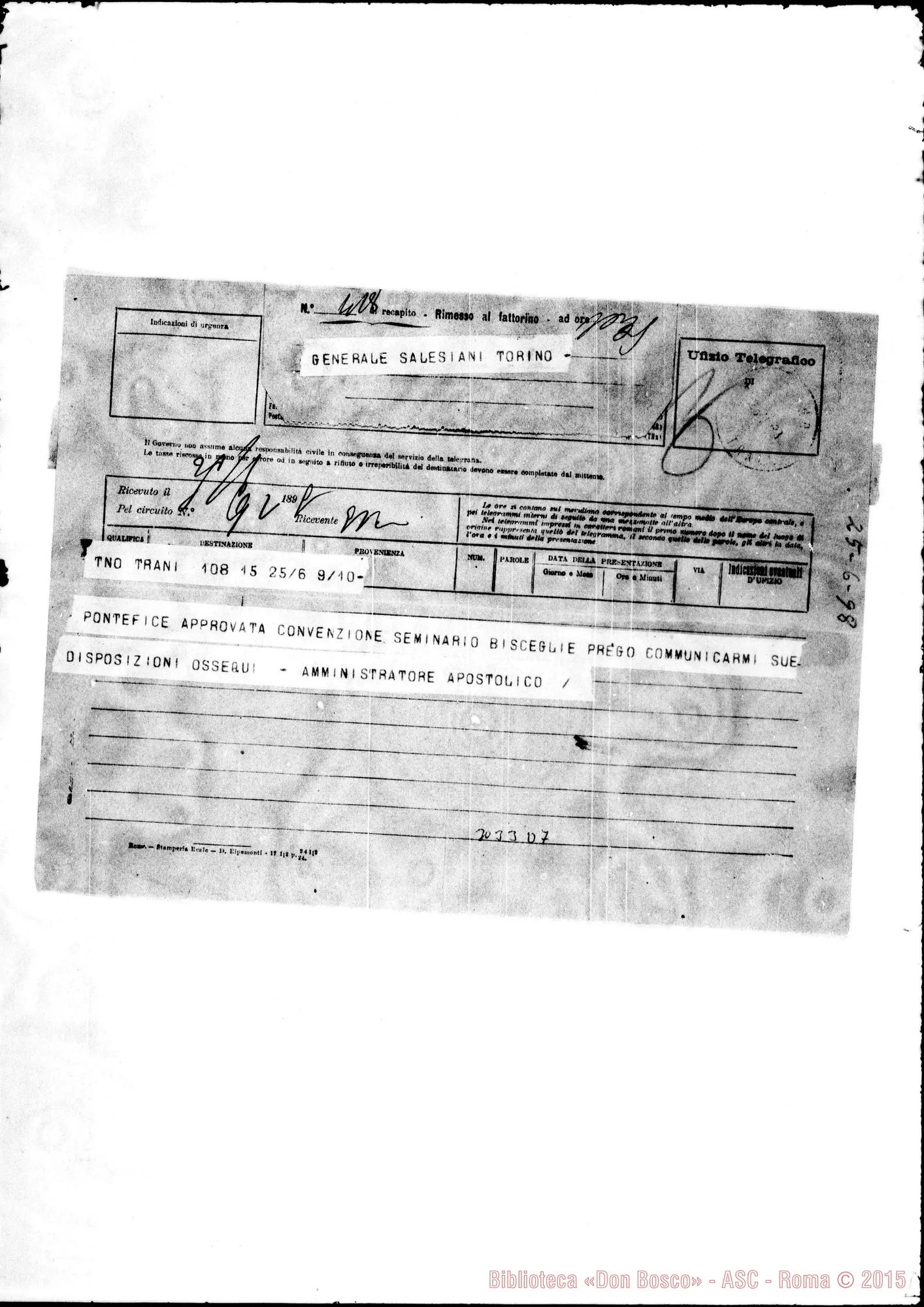 Fotogramma D 7 — Approvazione della convenzione per il Santo Padre