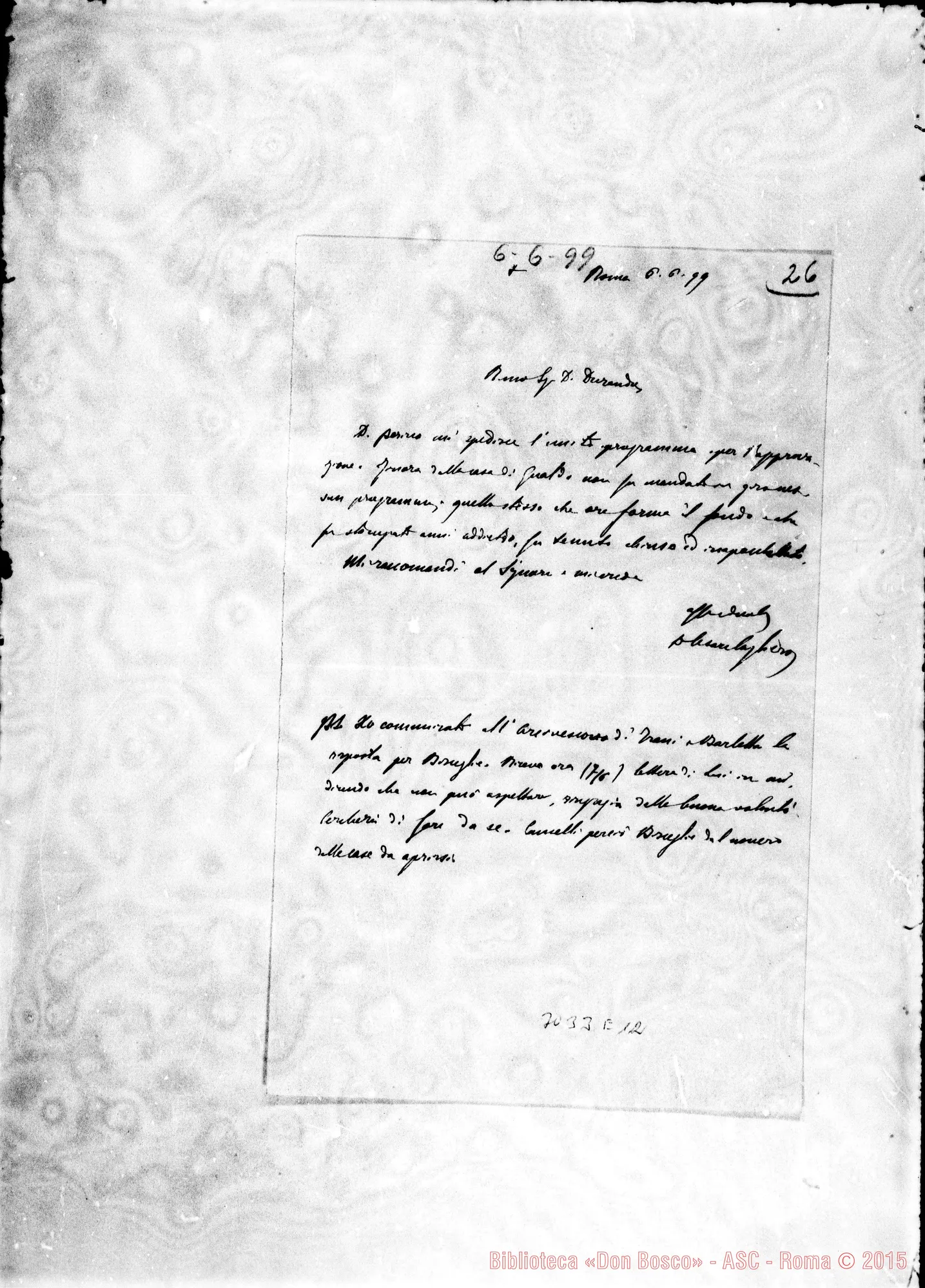 Fotogramma E 12 — C. Cagliero - D. Durando. Roma, 6-06-1899
