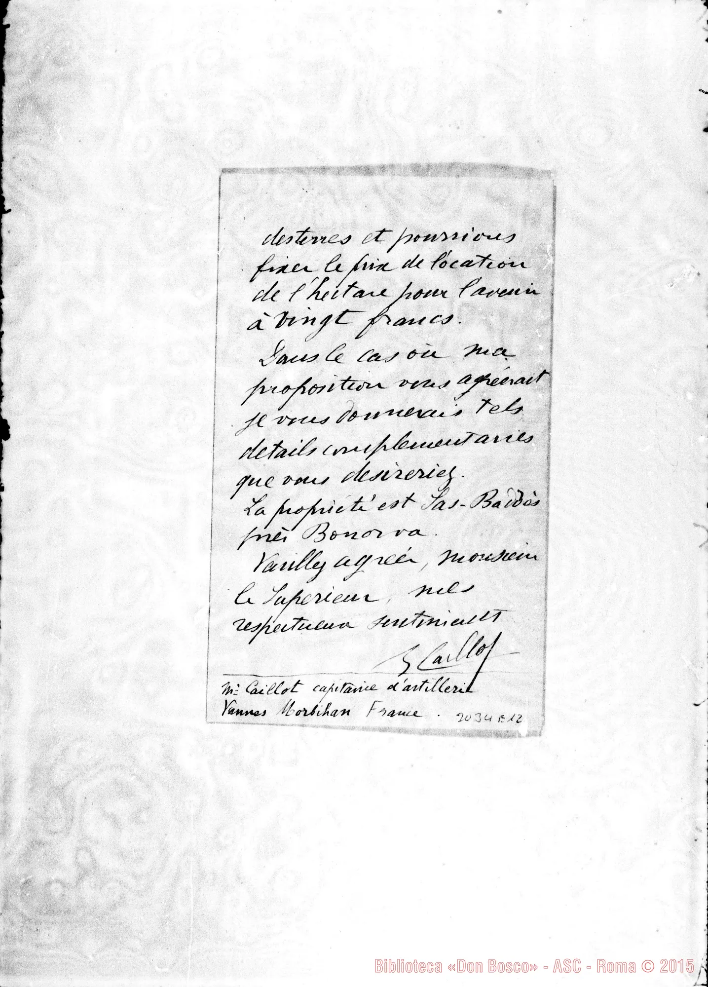 Fotogramma E 12 — Bonorva: M. Caillot - Monsieur le Supérieur. Vannes, 27-02-1903