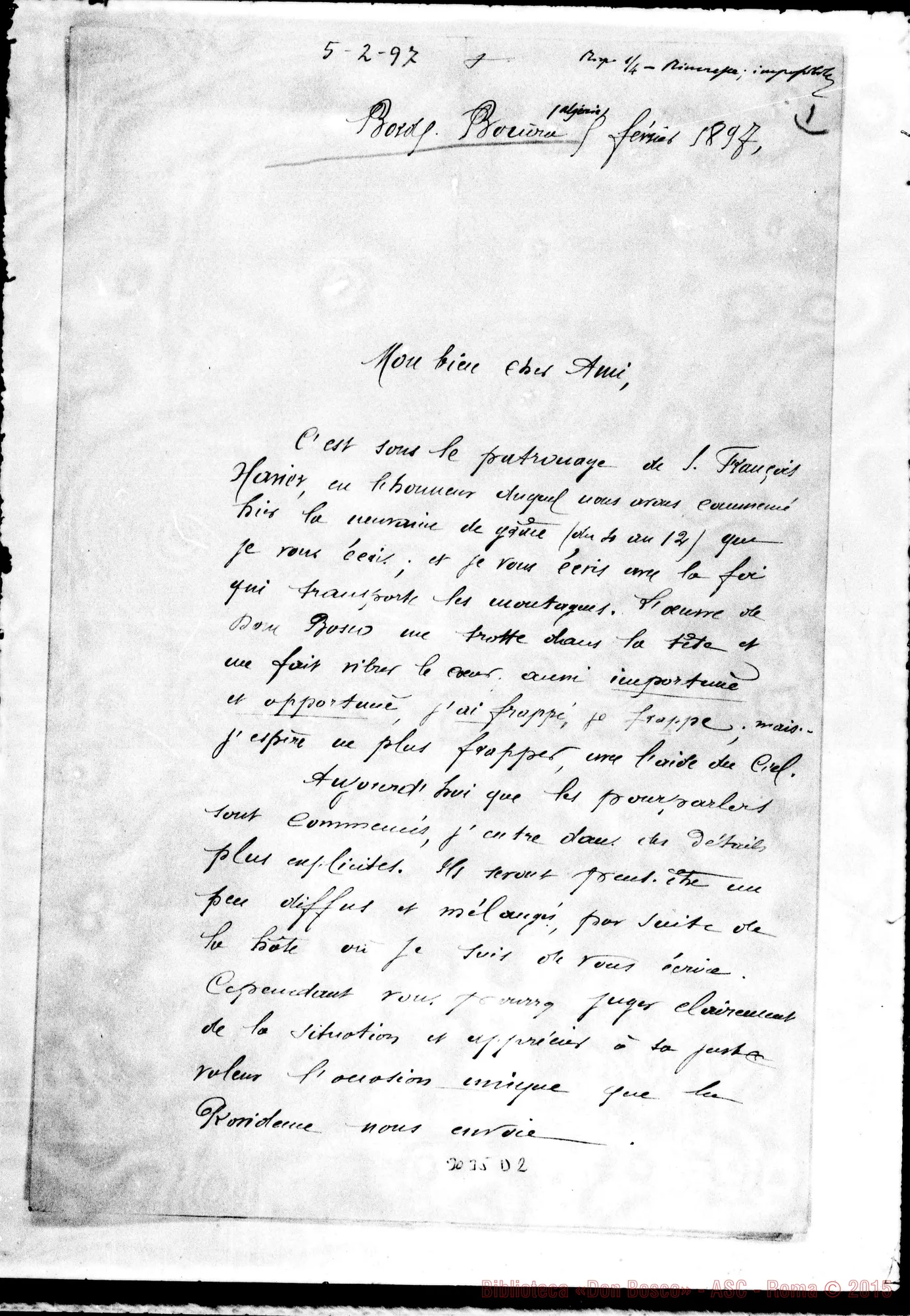 Fotogramma D 2 — Bouïra: L. Houdard - Mon bien cher Ami. Bouïra, 5-02-1897