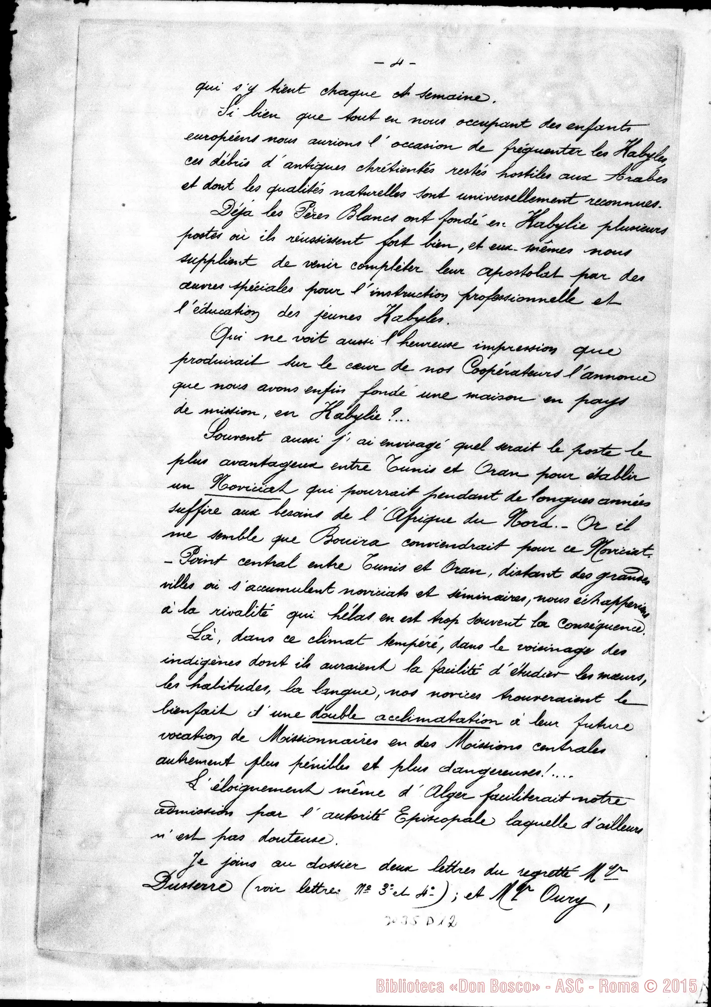 Fotogramma D 12 — Projet de fondation salésienne A Bordj-Bouïra. Ch. Bellamy