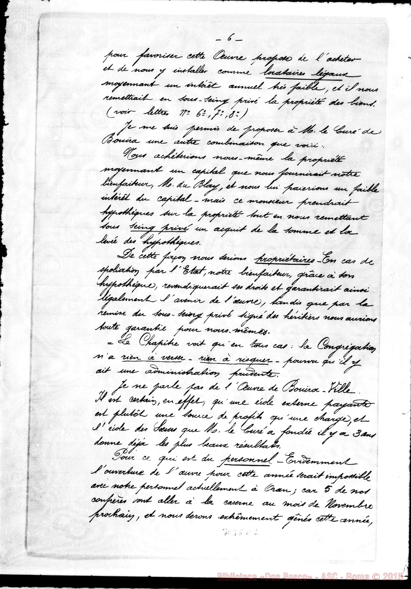 Fotogramma E 2 — Projet de fondation salésienne A Bordj-Bouïra. Ch. Bellamy