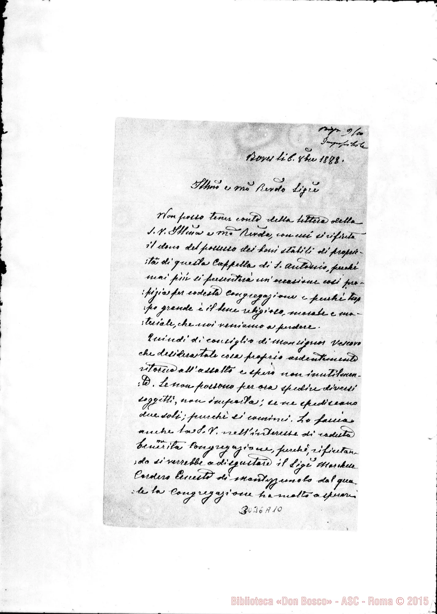 Fotogramma A 10 — Calandri, pievano - Rev.do Signore. Boves, 6-10-1888