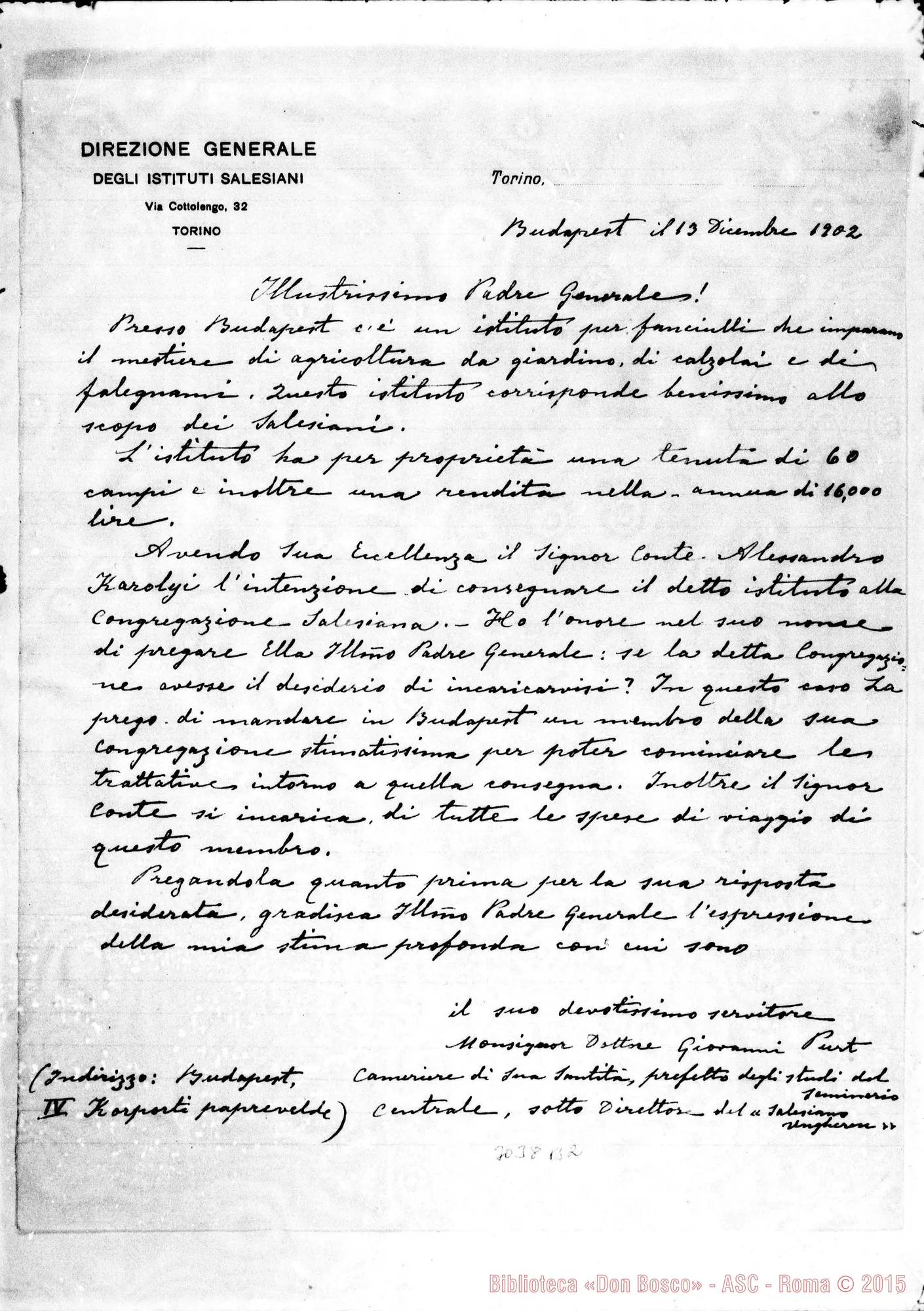 Fotogramma B 2 — Budapest: Mons. Giovanni Purt - D. Rua. Budapest, 13-12-1902. Copia